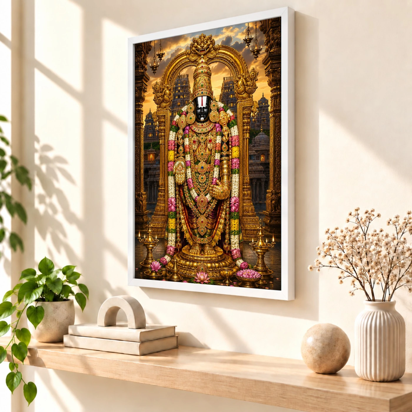 Tirupati Balaji Heritage Temple Architecture Backdrop Photo Frame, view 7