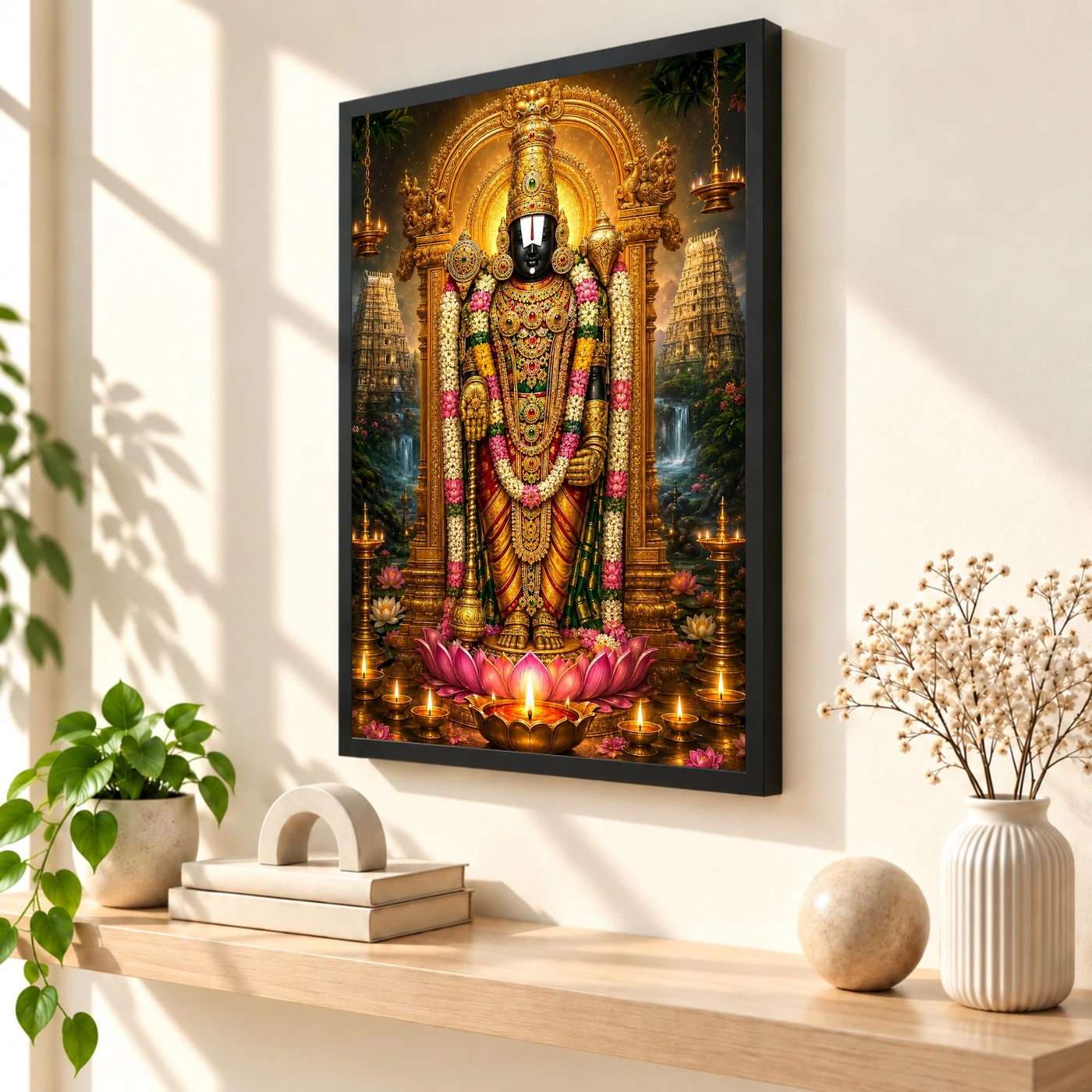 Tirupati Balaji Lotus And Diya Radiance Photo Frame, view 2