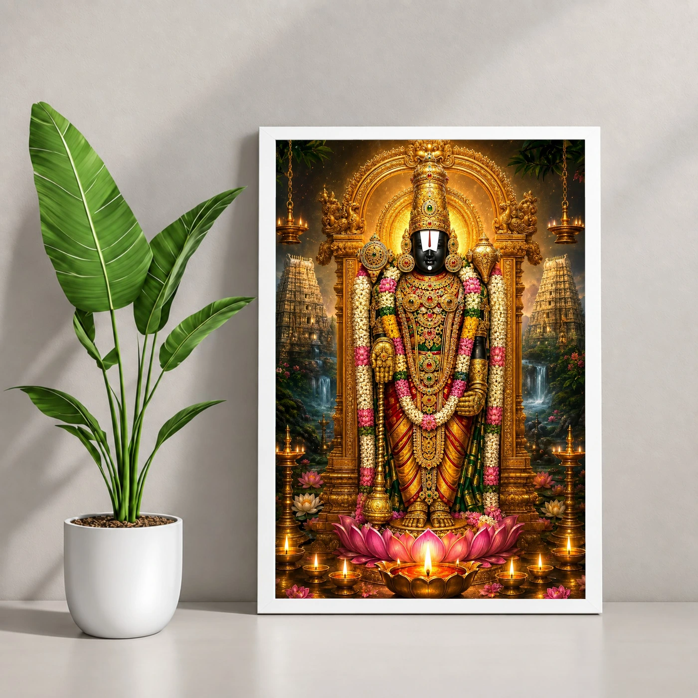Tirupati Balaji Lotus And Diya Radiance Photo Frame, view 4