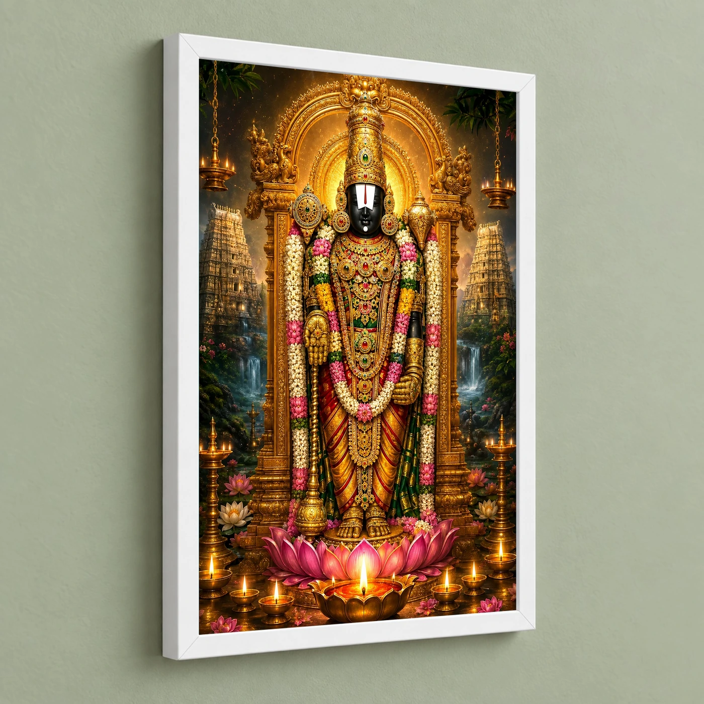 Tirupati Balaji Lotus And Diya Radiance Photo Frame, view 5