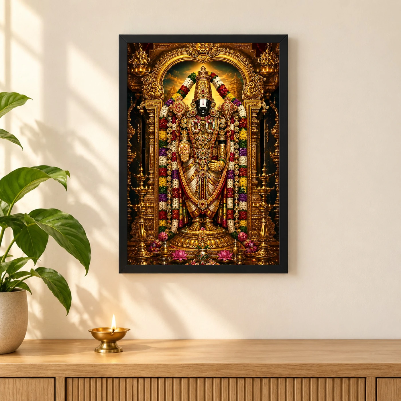 Tirupati Balaji Ornate Golden Temple Darshan Photo Frame, view 3
