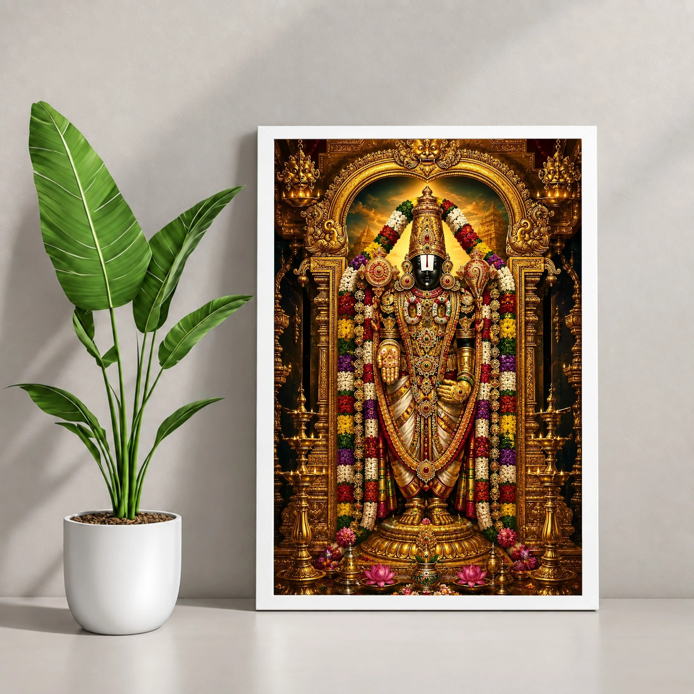 Tirupati Balaji Ornate Golden Temple Darshan Photo Frame, view 4
