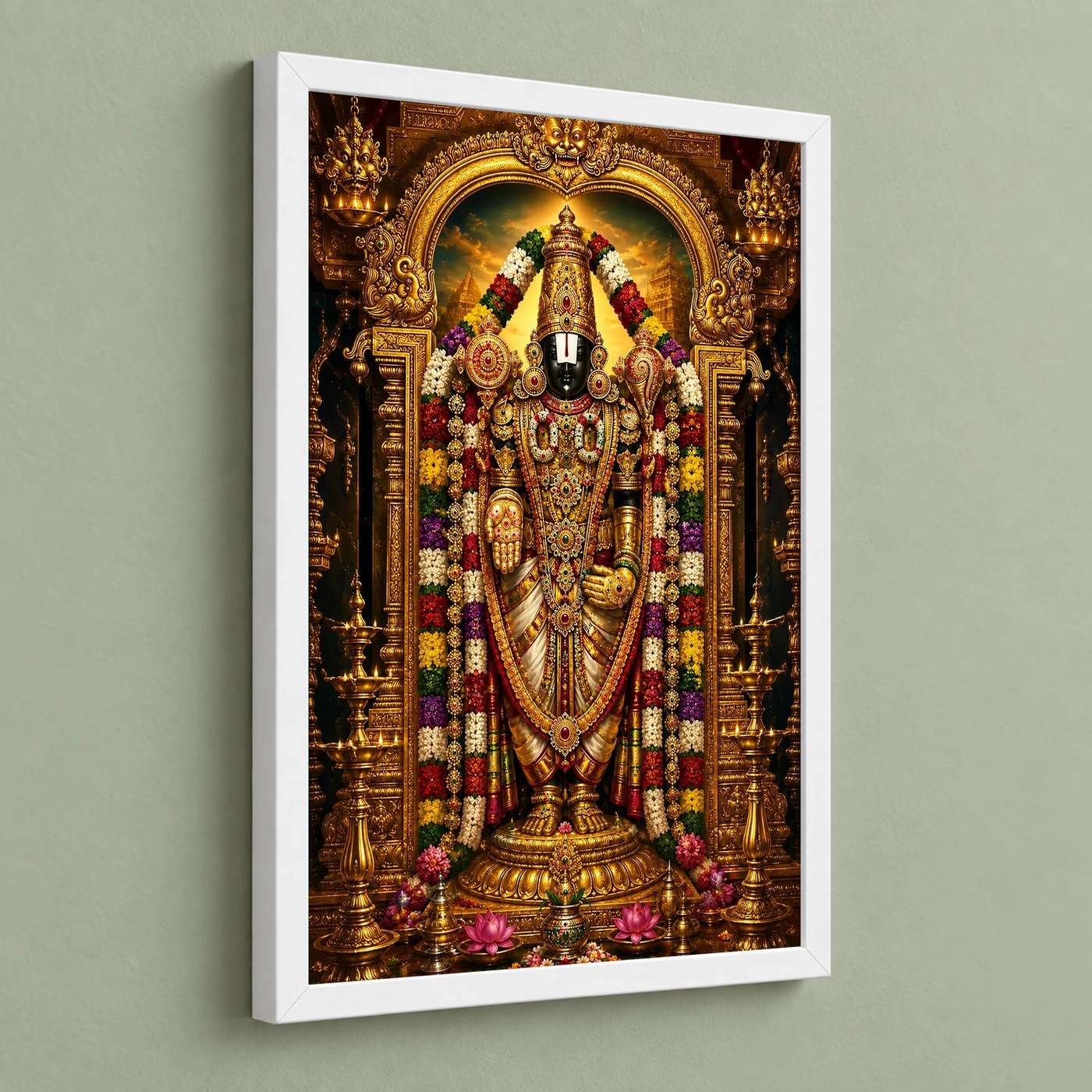 Tirupati Balaji Ornate Golden Temple Darshan Photo Frame, view 5