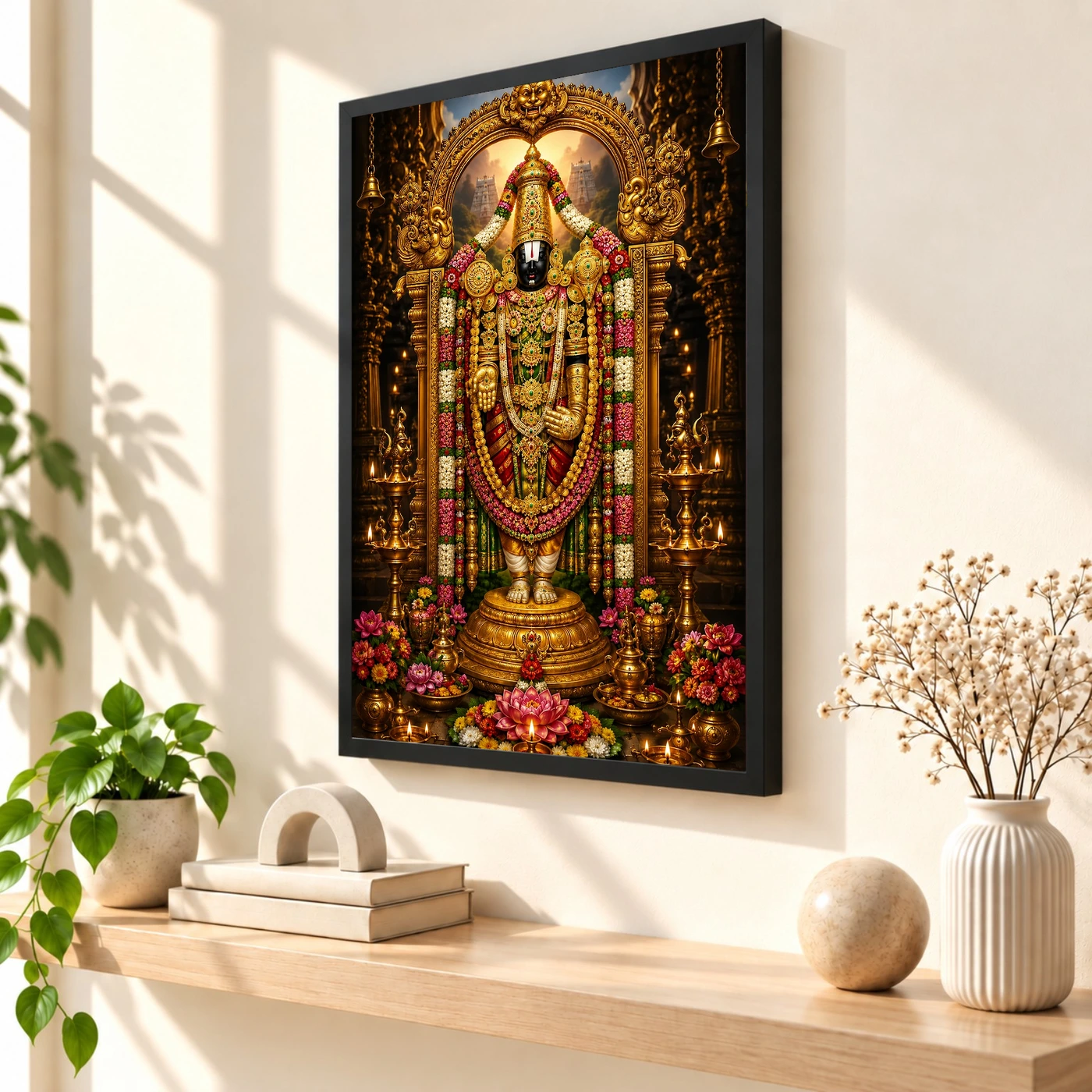Tirupati Balaji Peaceful Home Mandir Composition Photo Frame, view 2