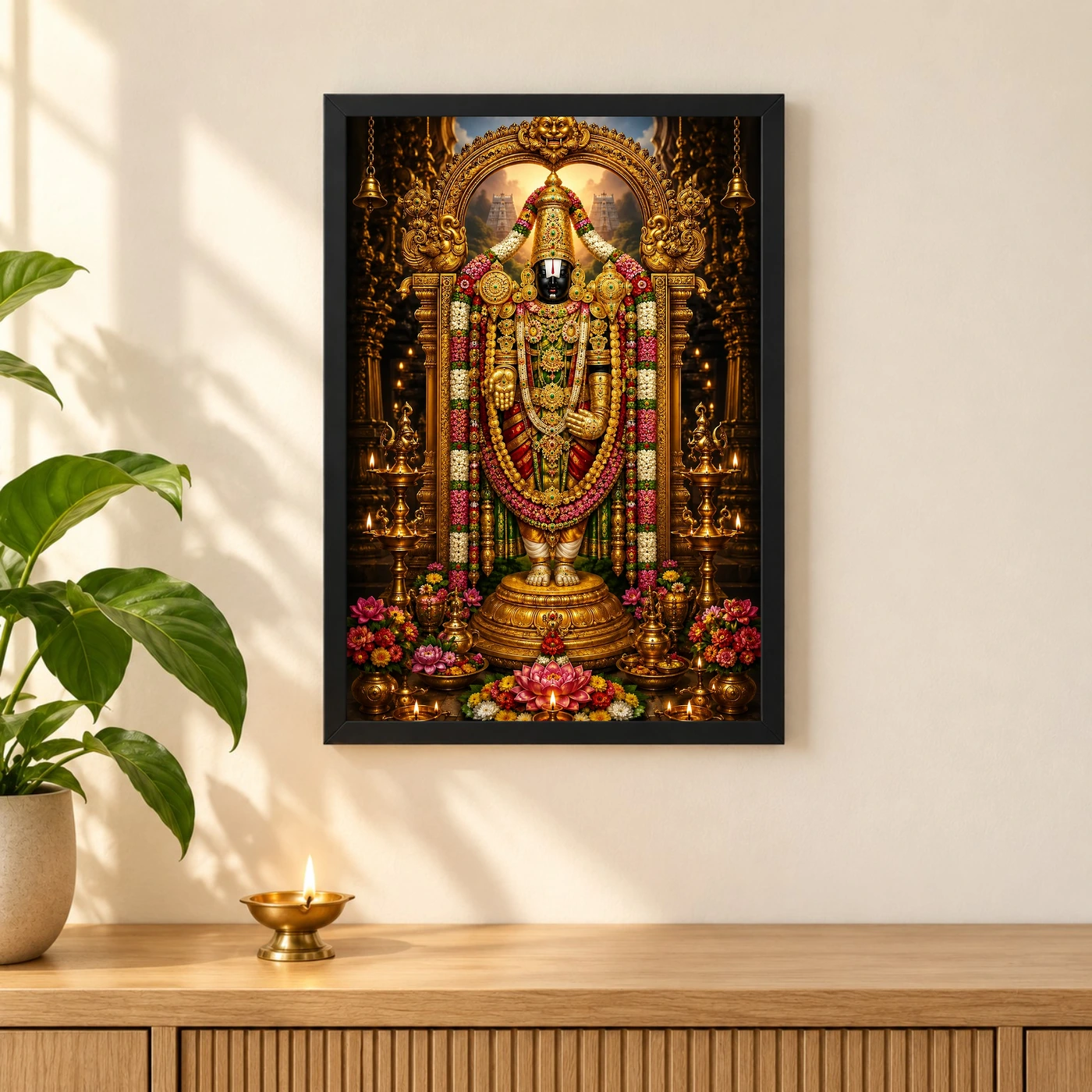 Tirupati Balaji Peaceful Home Mandir Composition Photo Frame, view 3