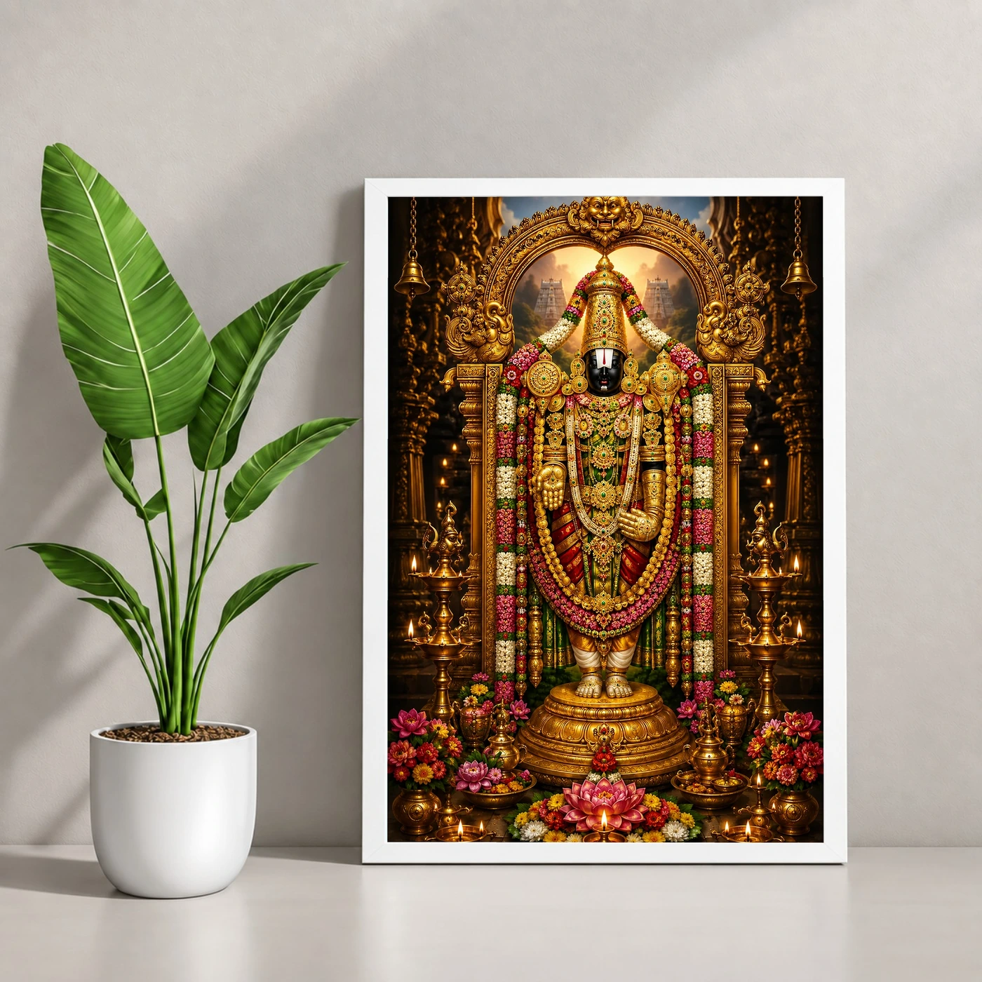 Tirupati Balaji Peaceful Home Mandir Composition Photo Frame, view 4