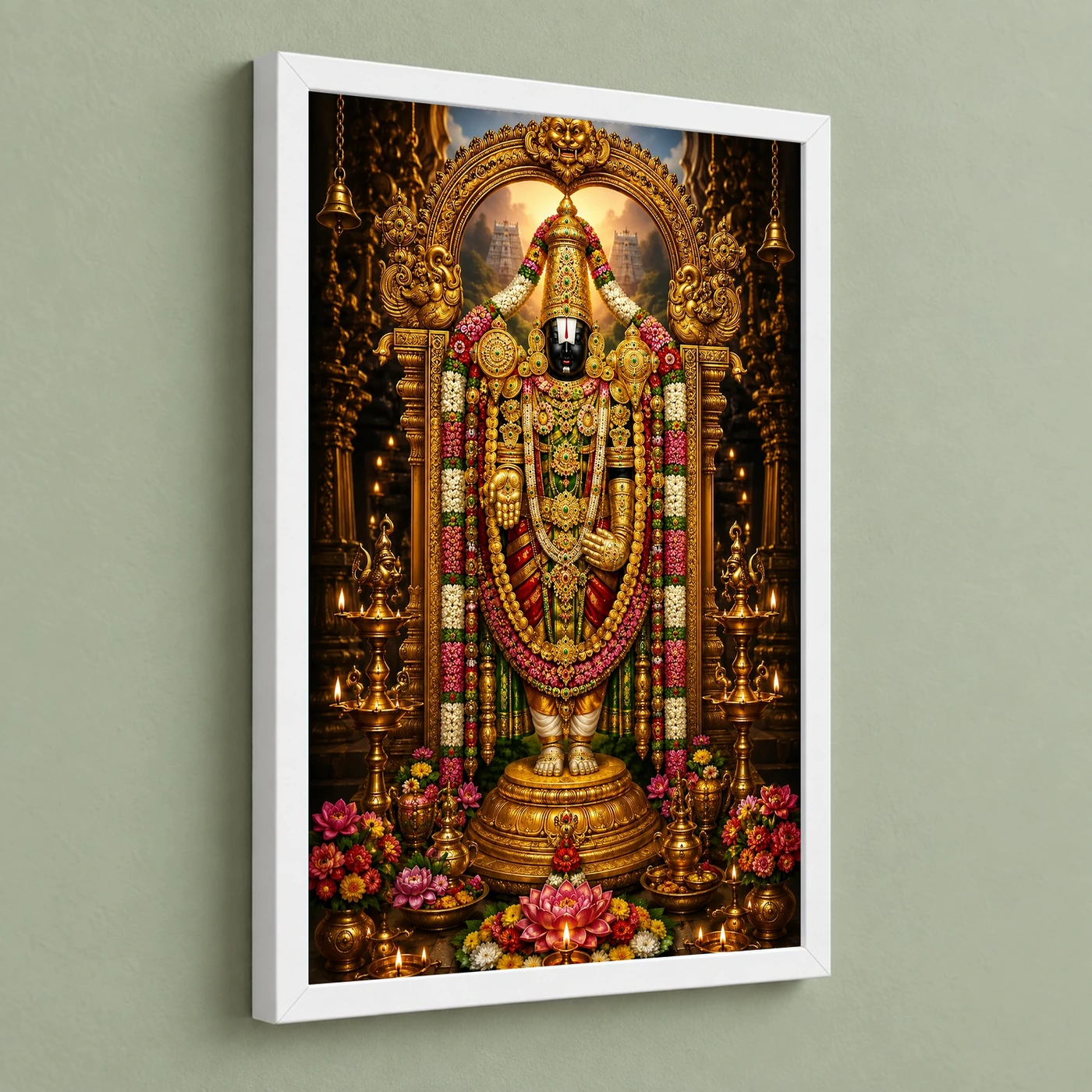 Tirupati Balaji Peaceful Home Mandir Composition Photo Frame, view 5
