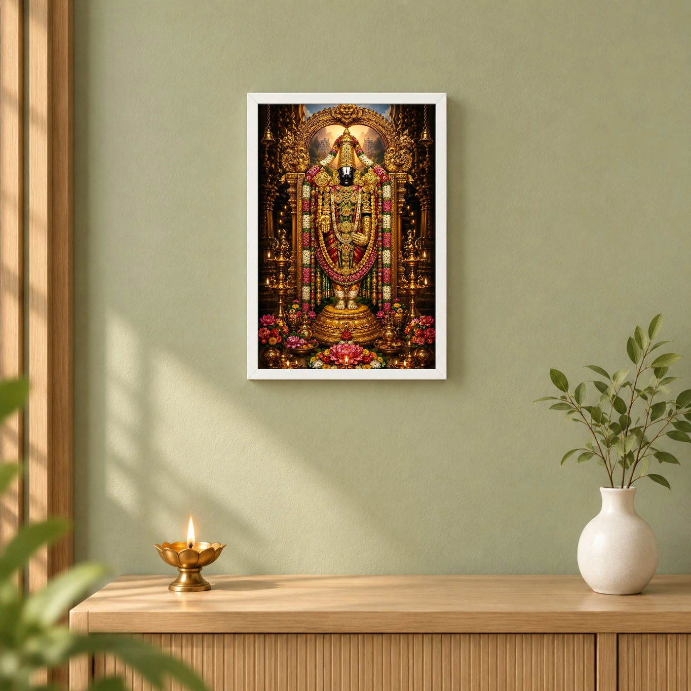 Tirupati Balaji Peaceful Home Mandir Composition Photo Frame, view 6