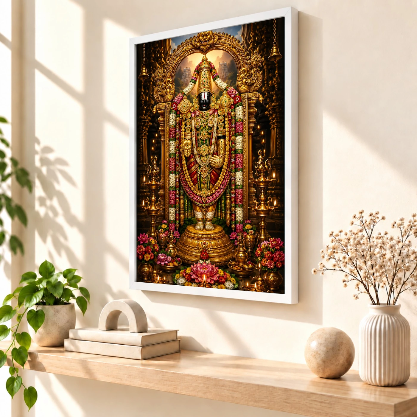 Tirupati Balaji Peaceful Home Mandir Composition Photo Frame, view 7