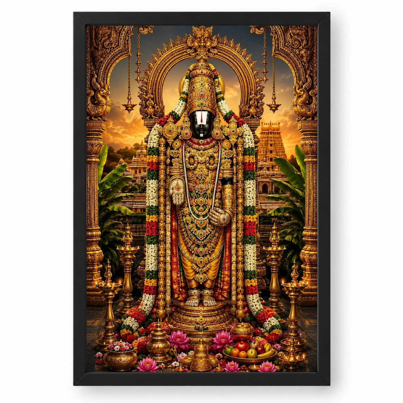 Tirupati Balaji Traditional Indian Miniature-Inspired Devotional Art Photo Frame