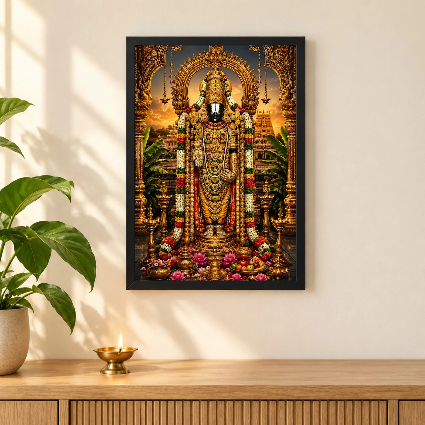Tirupati Balaji Traditional Indian Miniature-Inspired Devotional Art Photo Frame, view 3