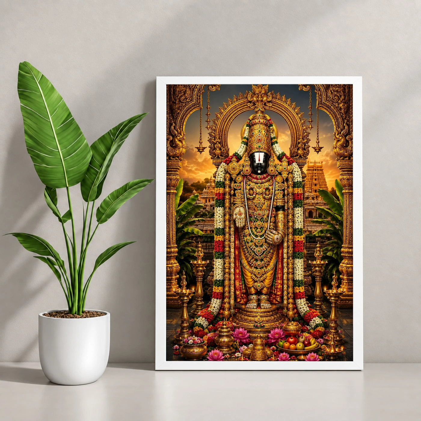 Tirupati Balaji Traditional Indian Miniature-Inspired Devotional Art Photo Frame, view 4