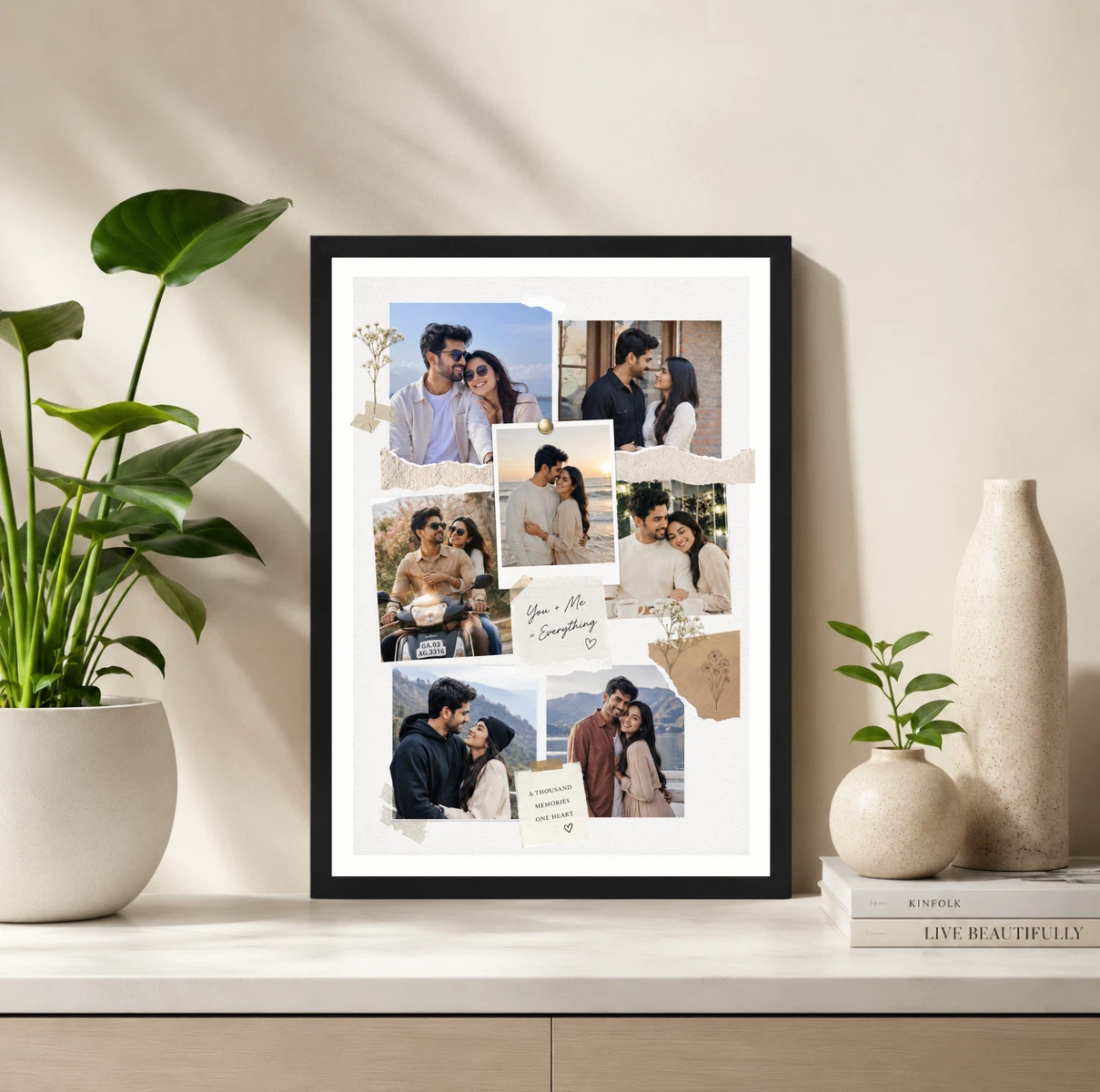 Torn Paper Texture Couple Photo Collage Frame You Plus Me Everything, view 2