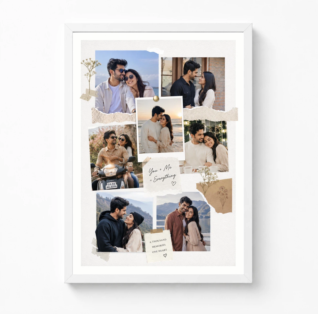 Torn Paper Texture Couple Photo Collage Frame You Plus Me Everything, view 3