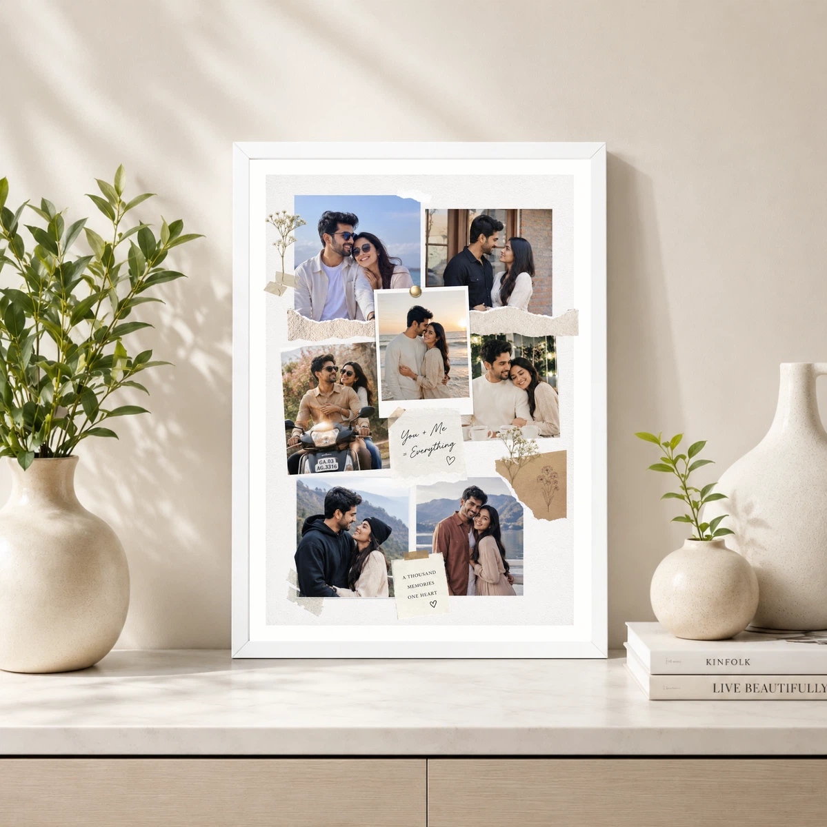 Torn Paper Texture Couple Photo Collage Frame You Plus Me Everything, view 4