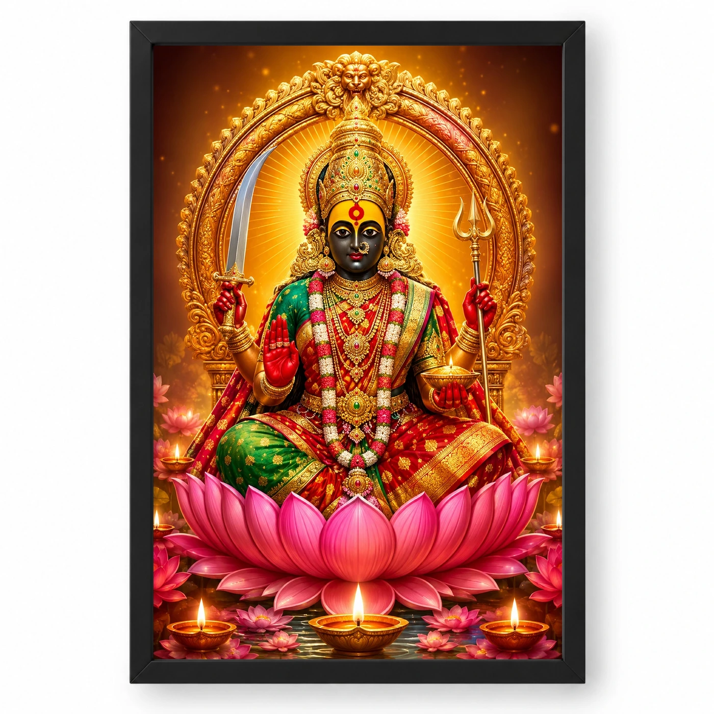Tulja Bhavani Lotus And Diya Radiance Photo Frame