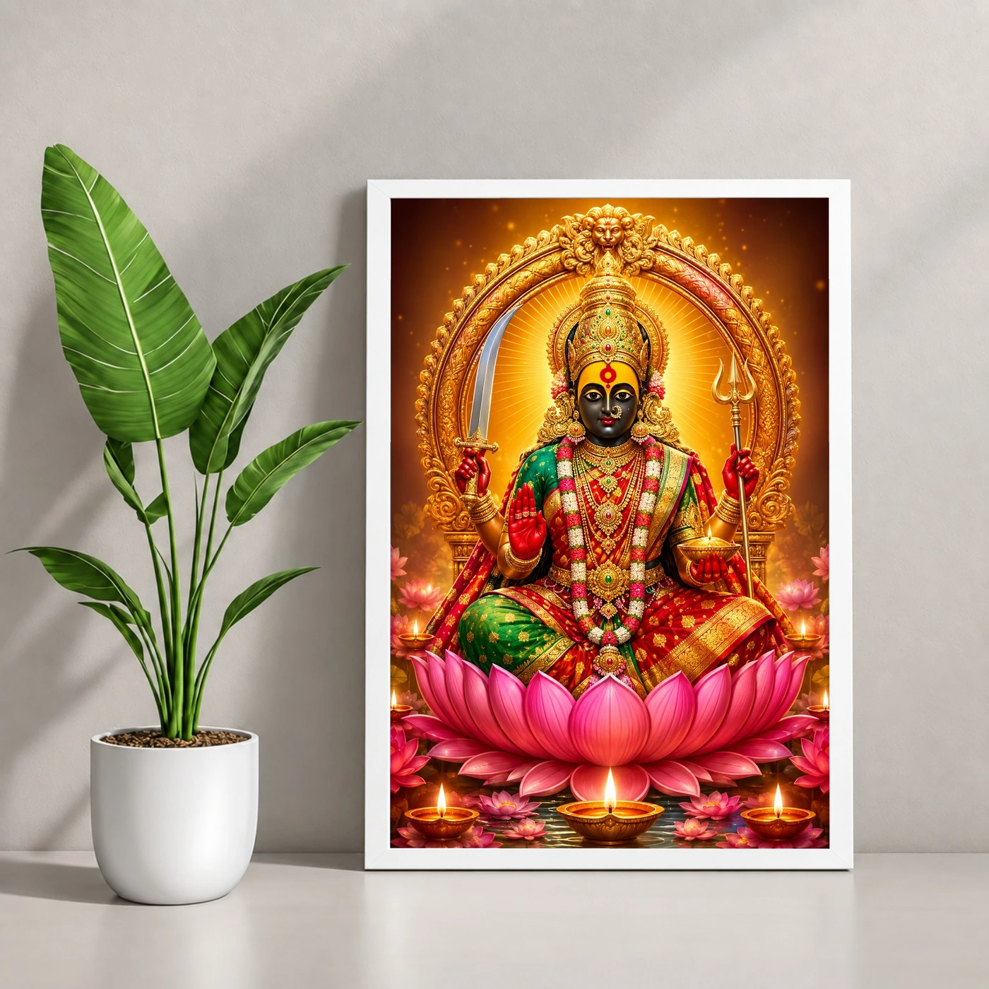 Tulja Bhavani Lotus And Diya Radiance Photo Frame, view 4