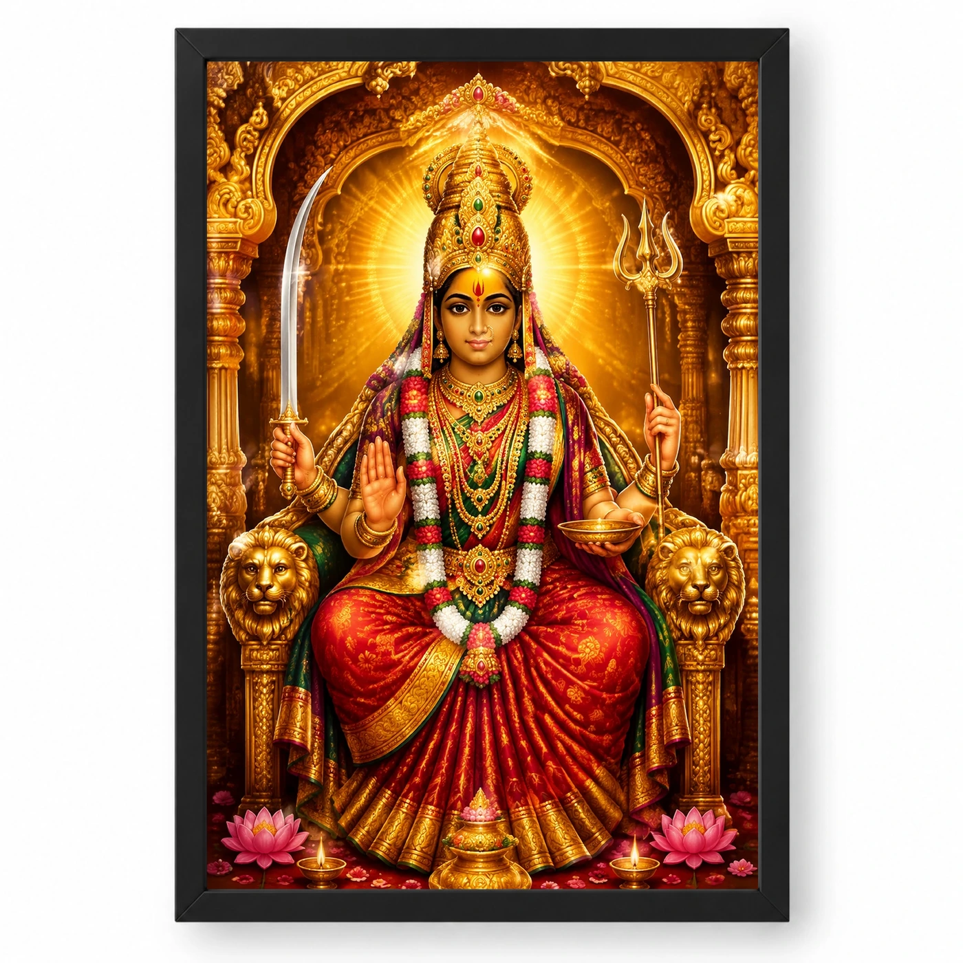 Tulja Bhavani Ornate Golden Temple Darshan Photo Frame