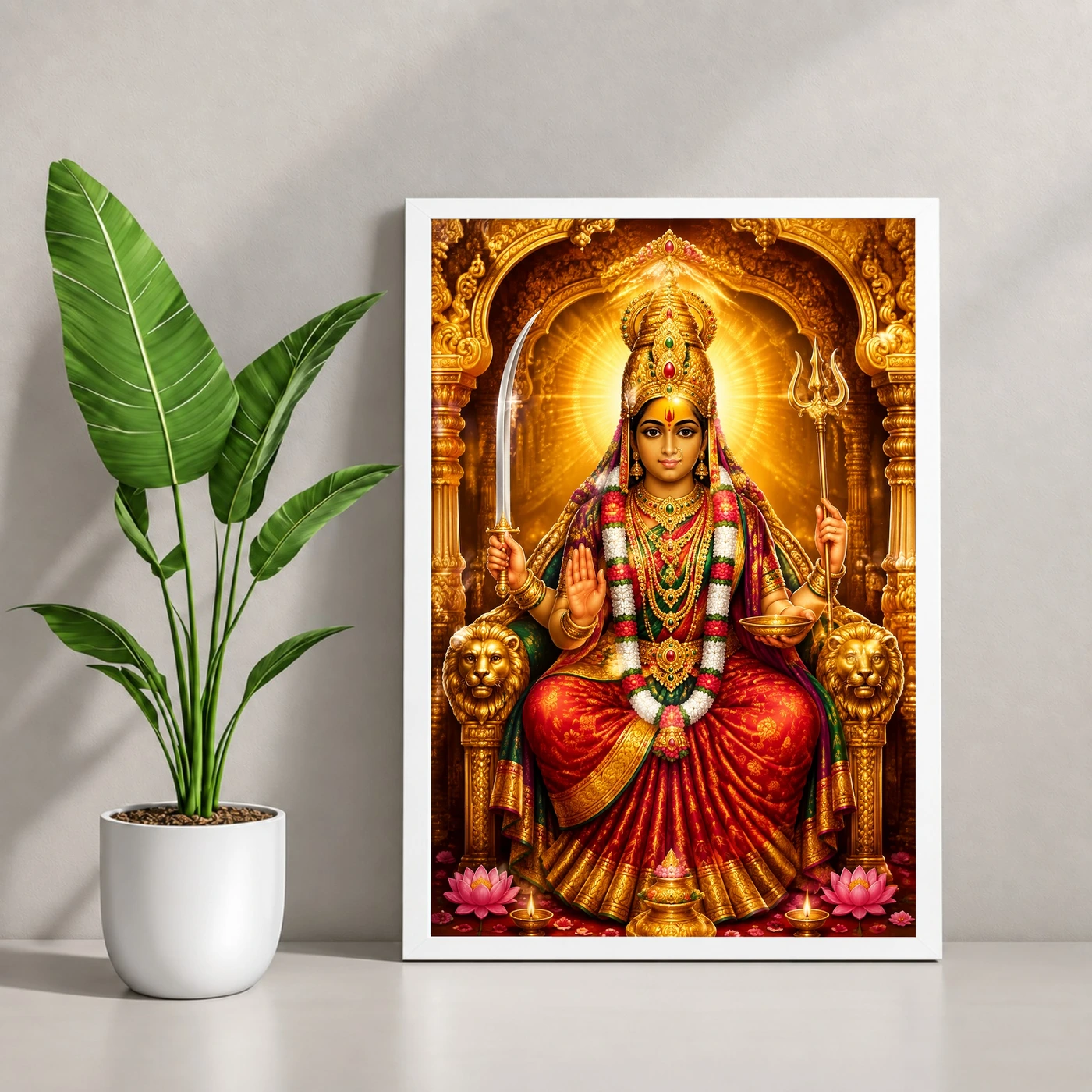 Tulja Bhavani Ornate Golden Temple Darshan Photo Frame, view 4