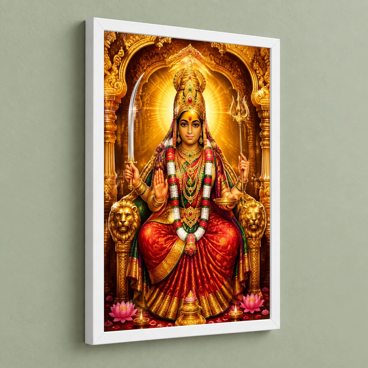 Tulja Bhavani Ornate Golden Temple Darshan Photo Frame, view 5