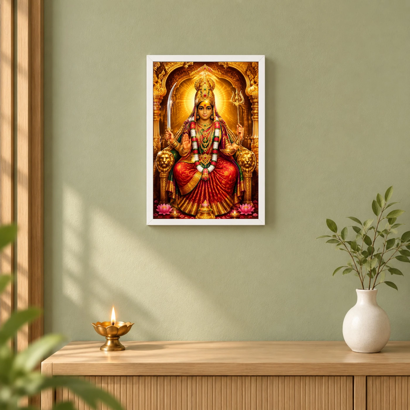 Tulja Bhavani Ornate Golden Temple Darshan Photo Frame, view 6