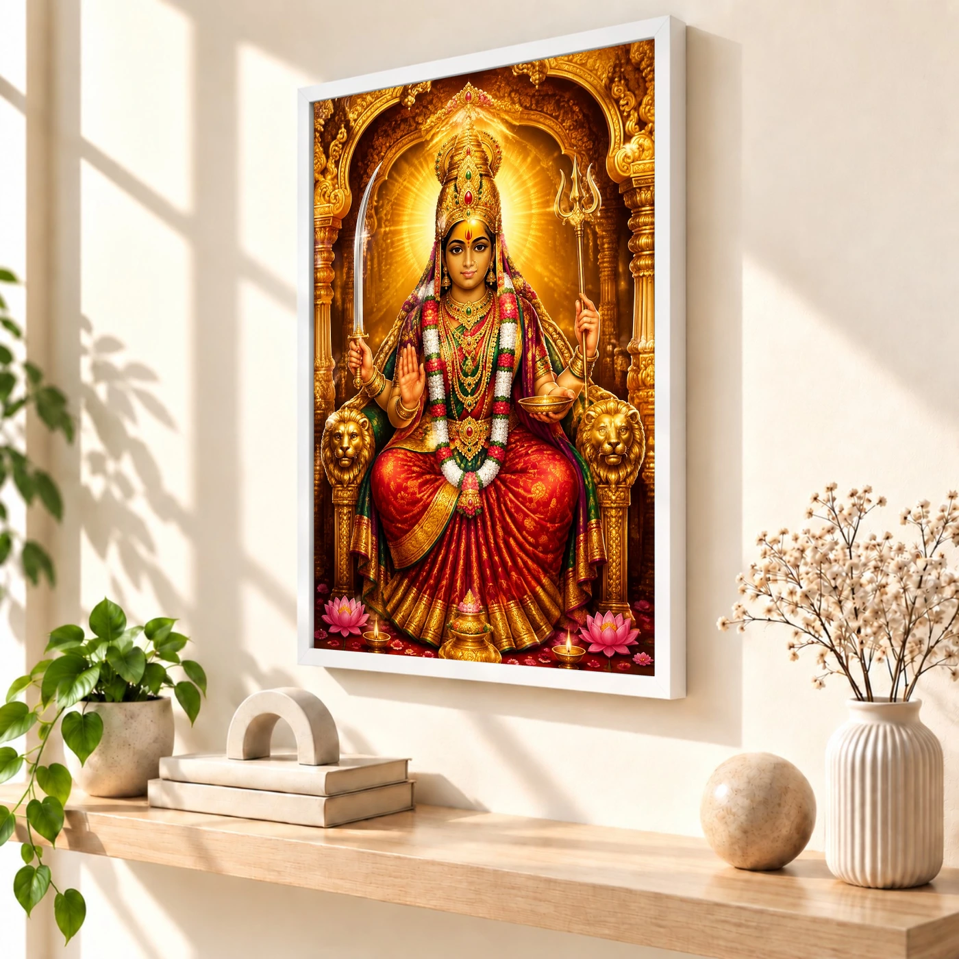 Tulja Bhavani Ornate Golden Temple Darshan Photo Frame, view 7