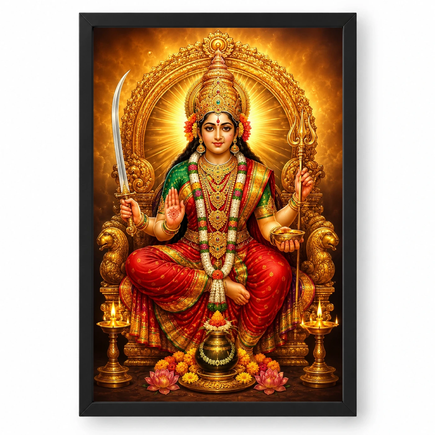 Tulja Bhavani Peaceful Home Mandir Composition Photo Frame