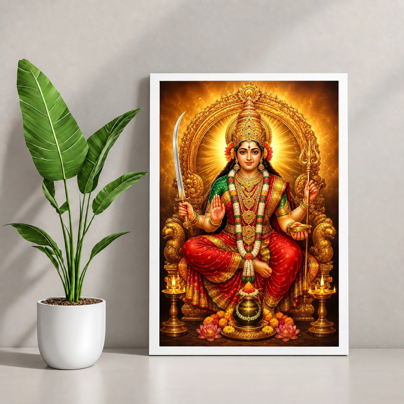 Tulja Bhavani Peaceful Home Mandir Composition Photo Frame, view 4