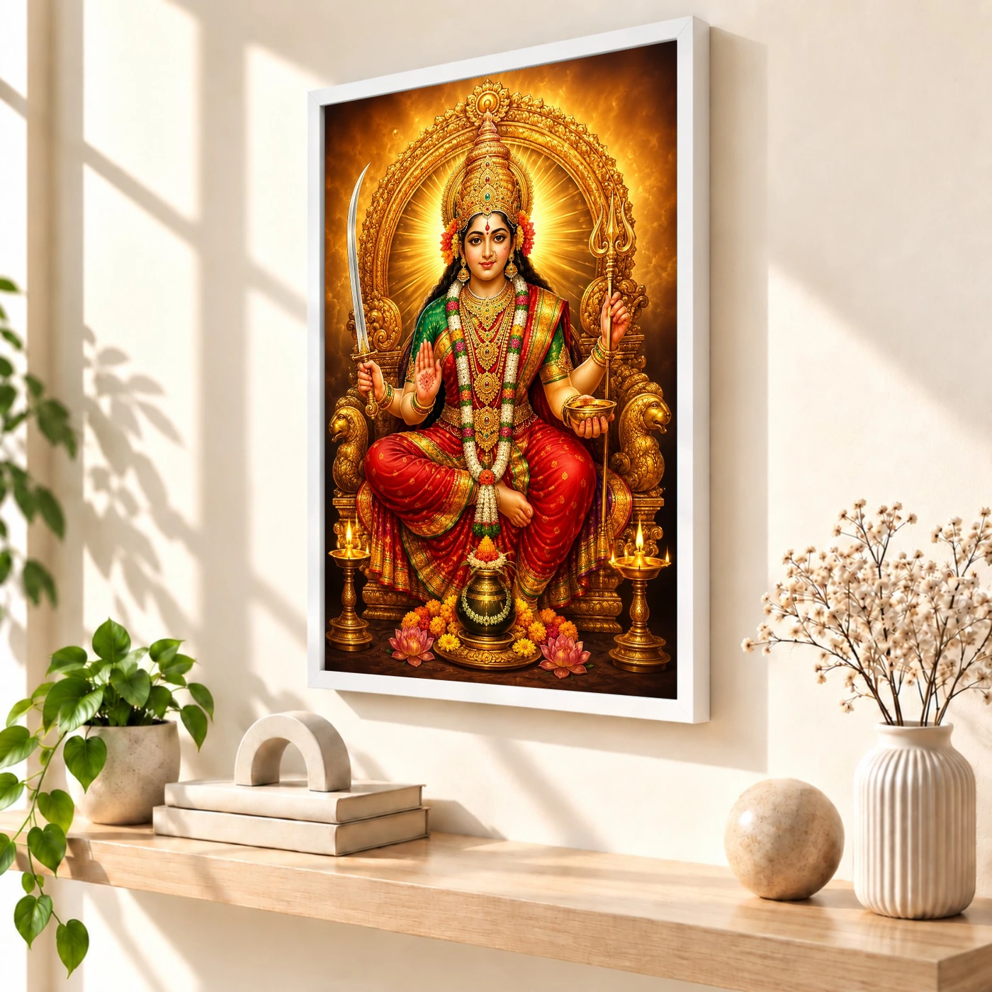 Tulja Bhavani Peaceful Home Mandir Composition Photo Frame, view 7