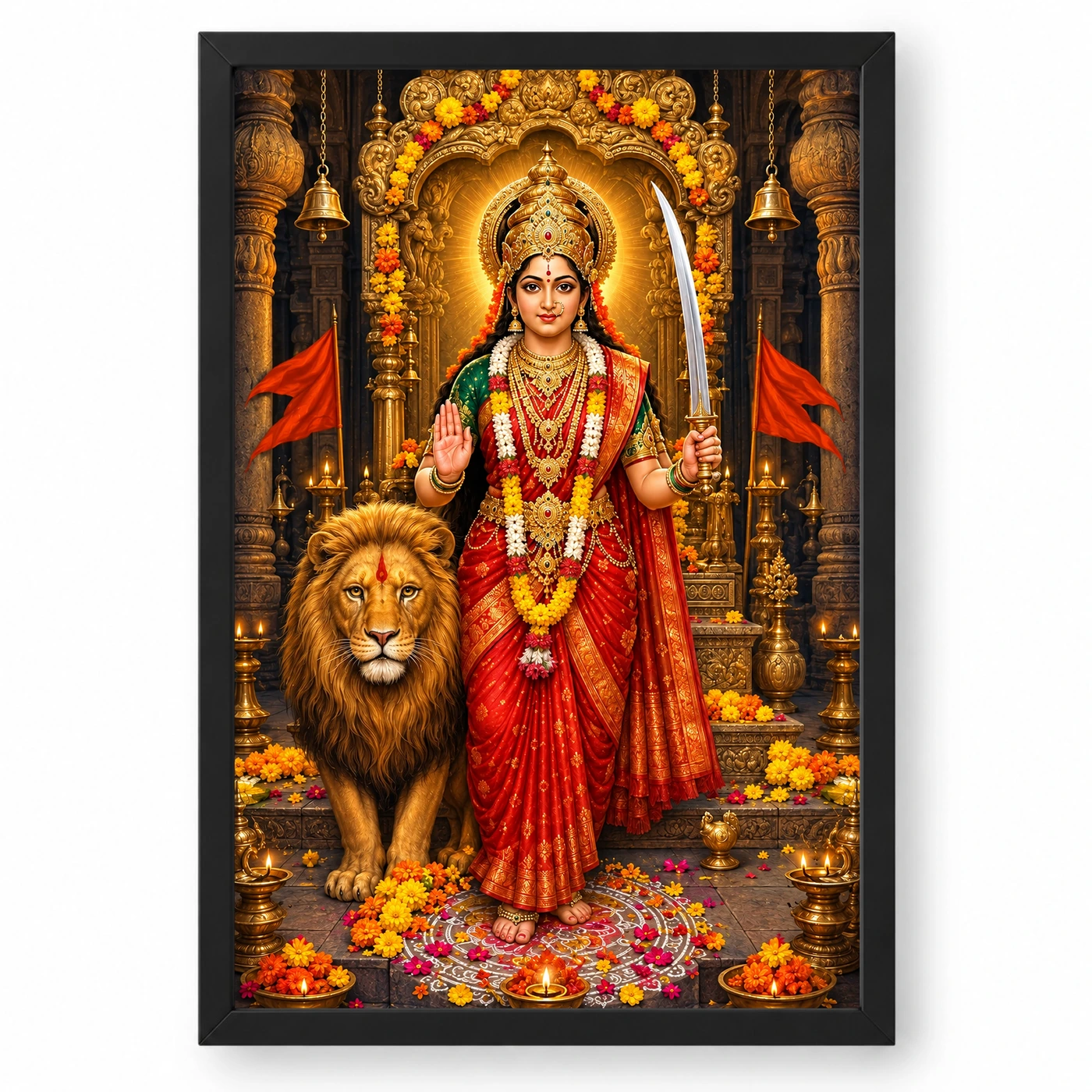 Tulja Bhavani Sword Lion Blessings Photo Frame