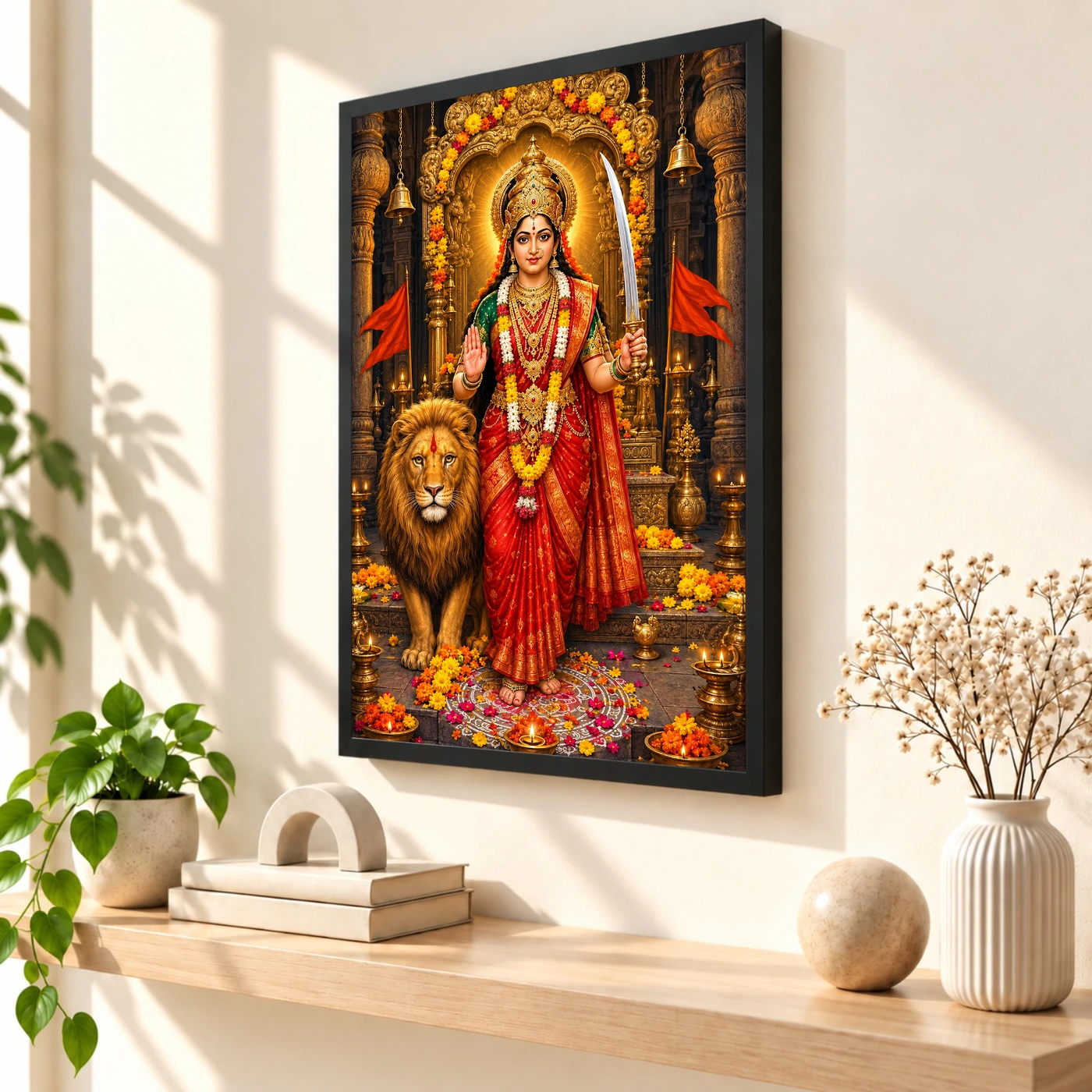 Tulja Bhavani Sword Lion Blessings Photo Frame, view 2