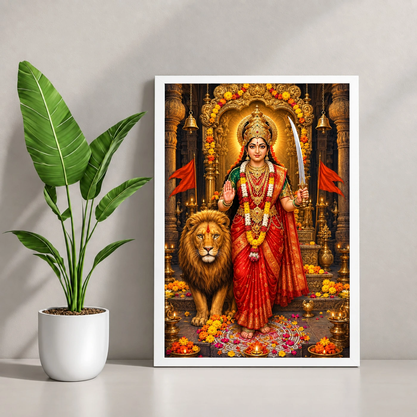 Tulja Bhavani Sword Lion Blessings Photo Frame, view 4