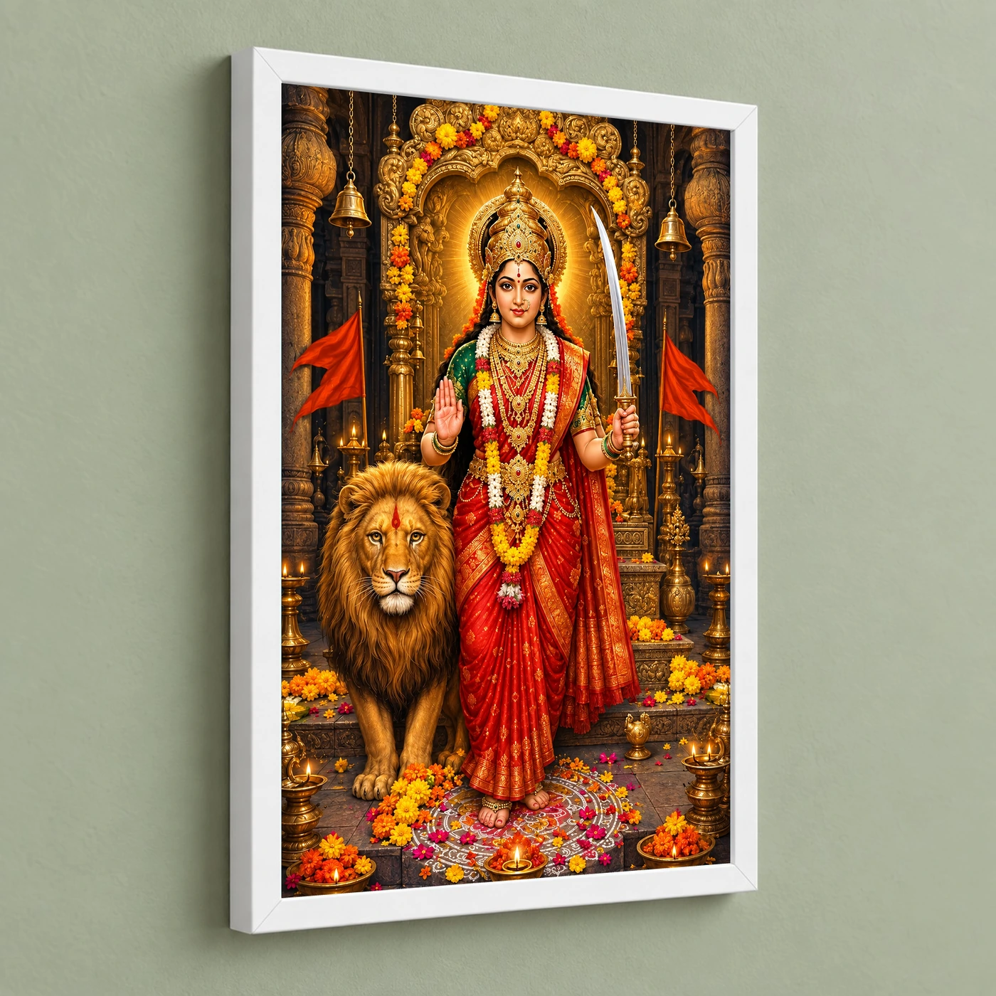 Tulja Bhavani Sword Lion Blessings Photo Frame, view 5