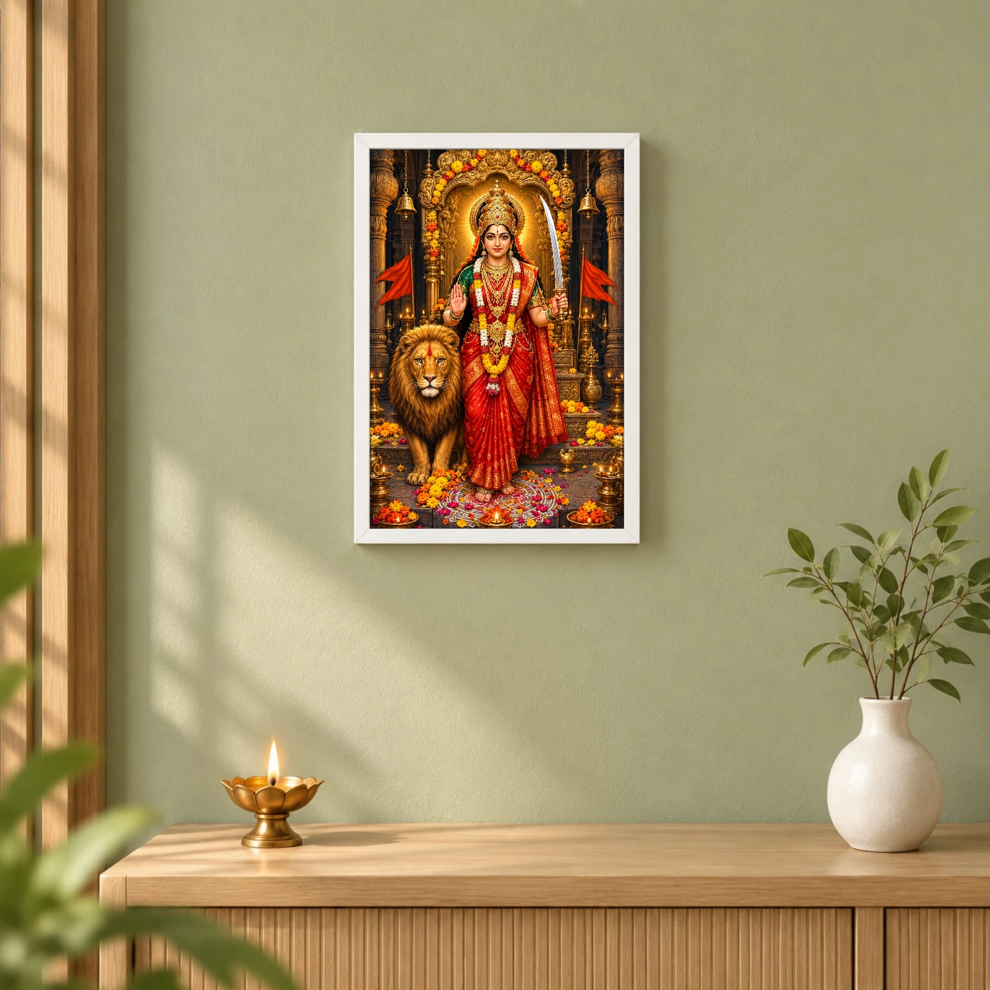 Tulja Bhavani Sword Lion Blessings Photo Frame, view 6