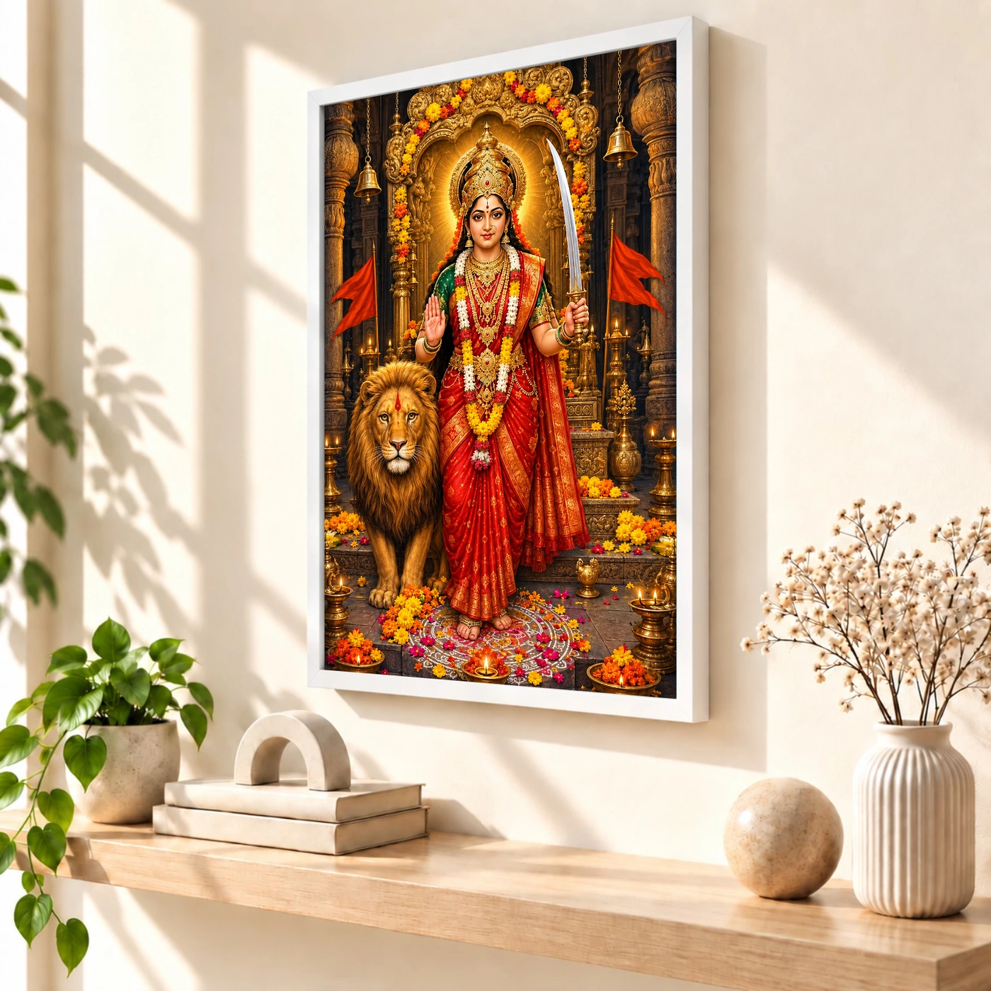 Tulja Bhavani Sword Lion Blessings Photo Frame, view 7