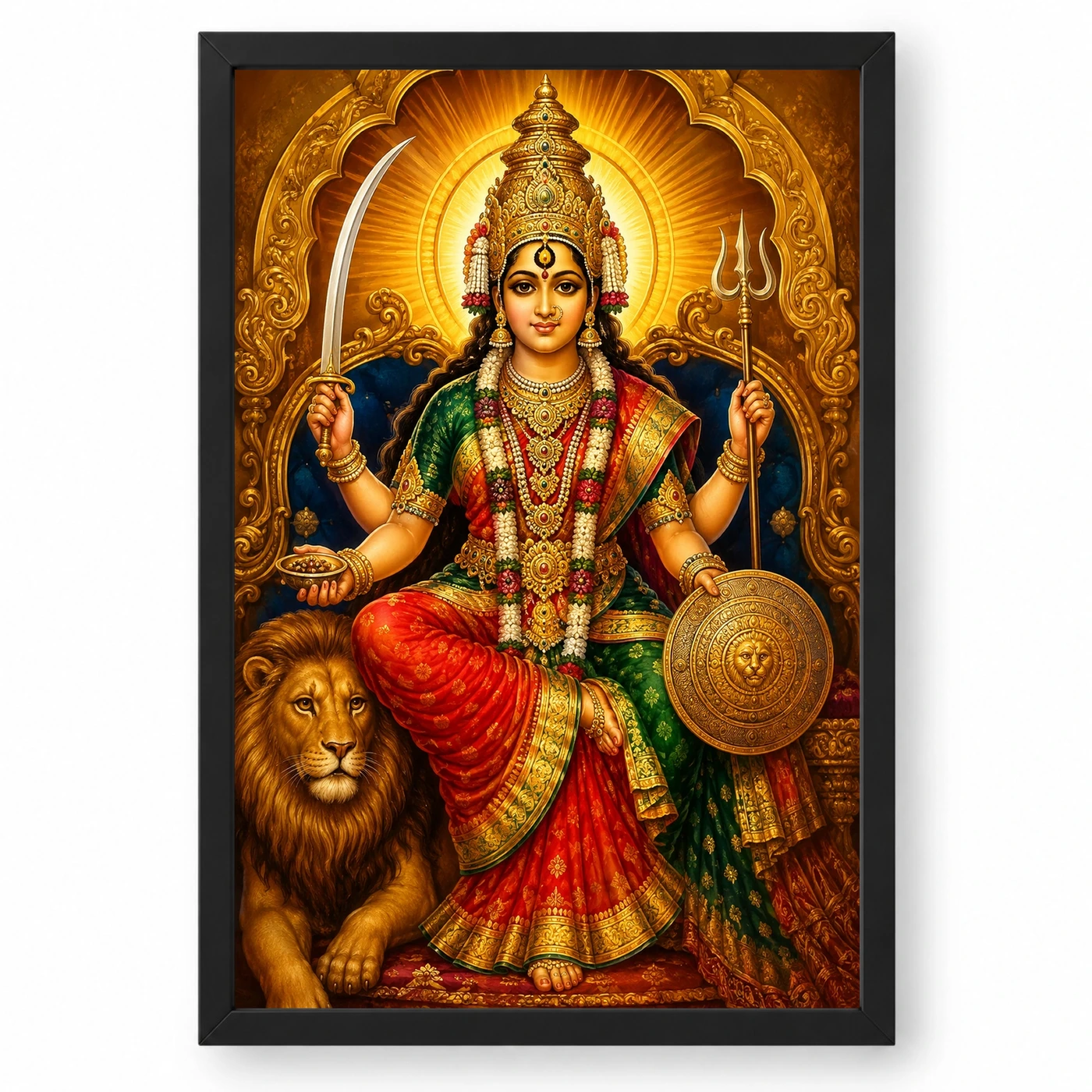 Tulja Bhavani Traditional Indian Miniature-Inspired Devotional Art Photo Frame