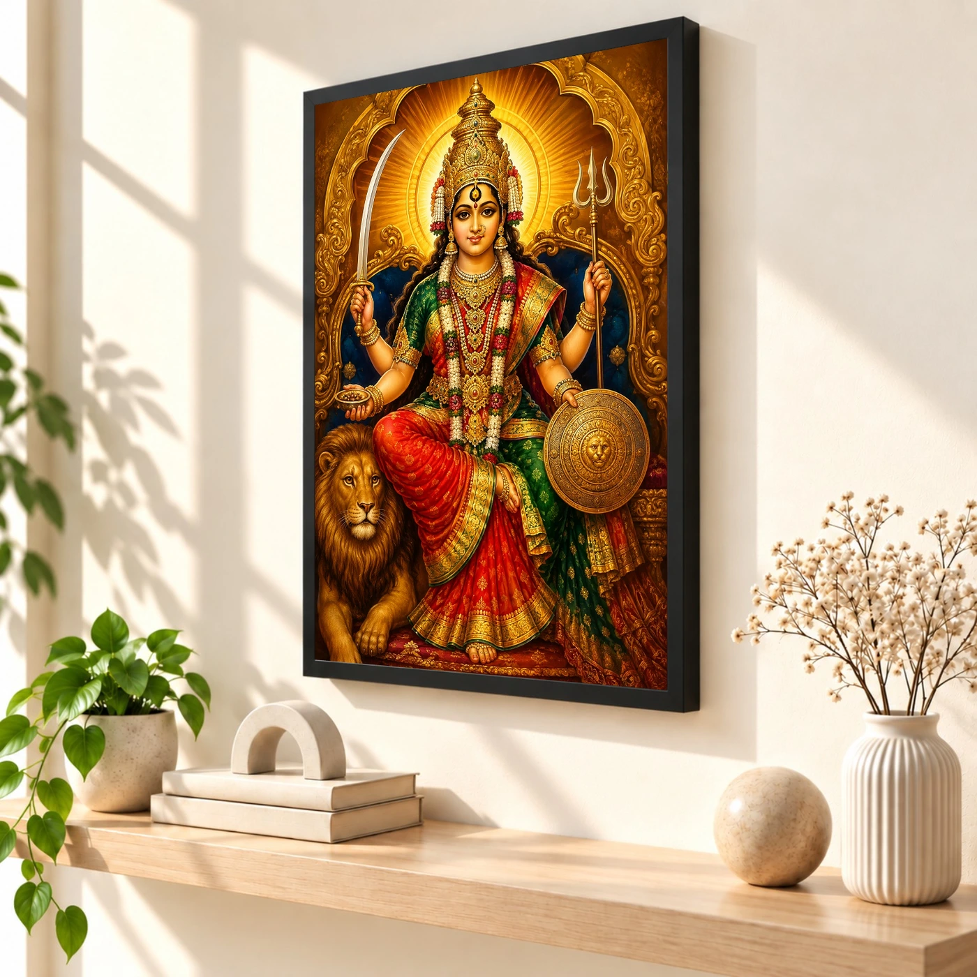 Tulja Bhavani Traditional Indian Miniature-Inspired Devotional Art Photo Frame, view 2