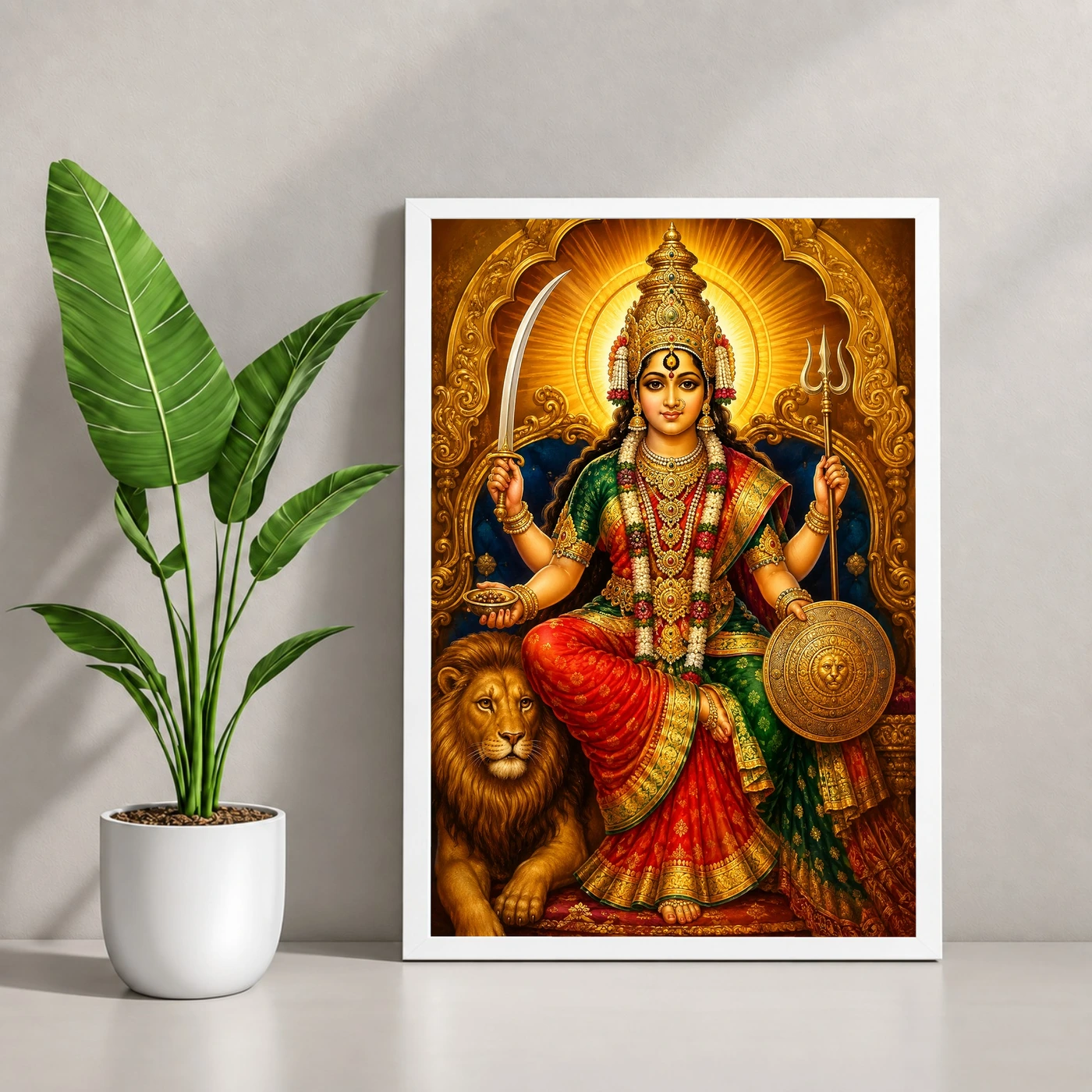 Tulja Bhavani Traditional Indian Miniature-Inspired Devotional Art Photo Frame, view 4