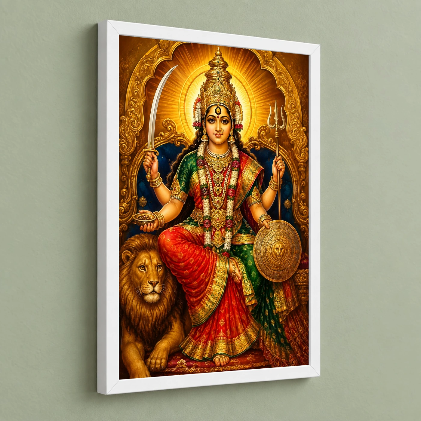 Tulja Bhavani Traditional Indian Miniature-Inspired Devotional Art Photo Frame, view 5