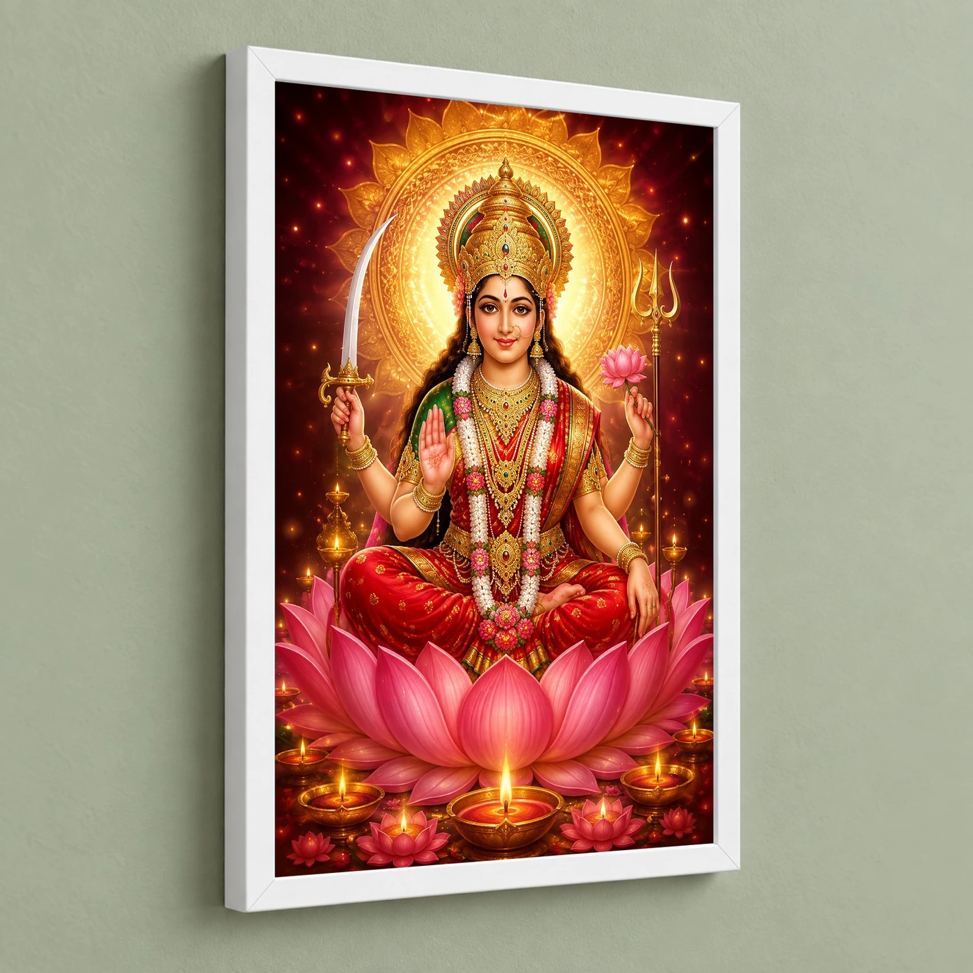 Vaishno Devi Lotus And Diya Radiance Photo Frame, view 5