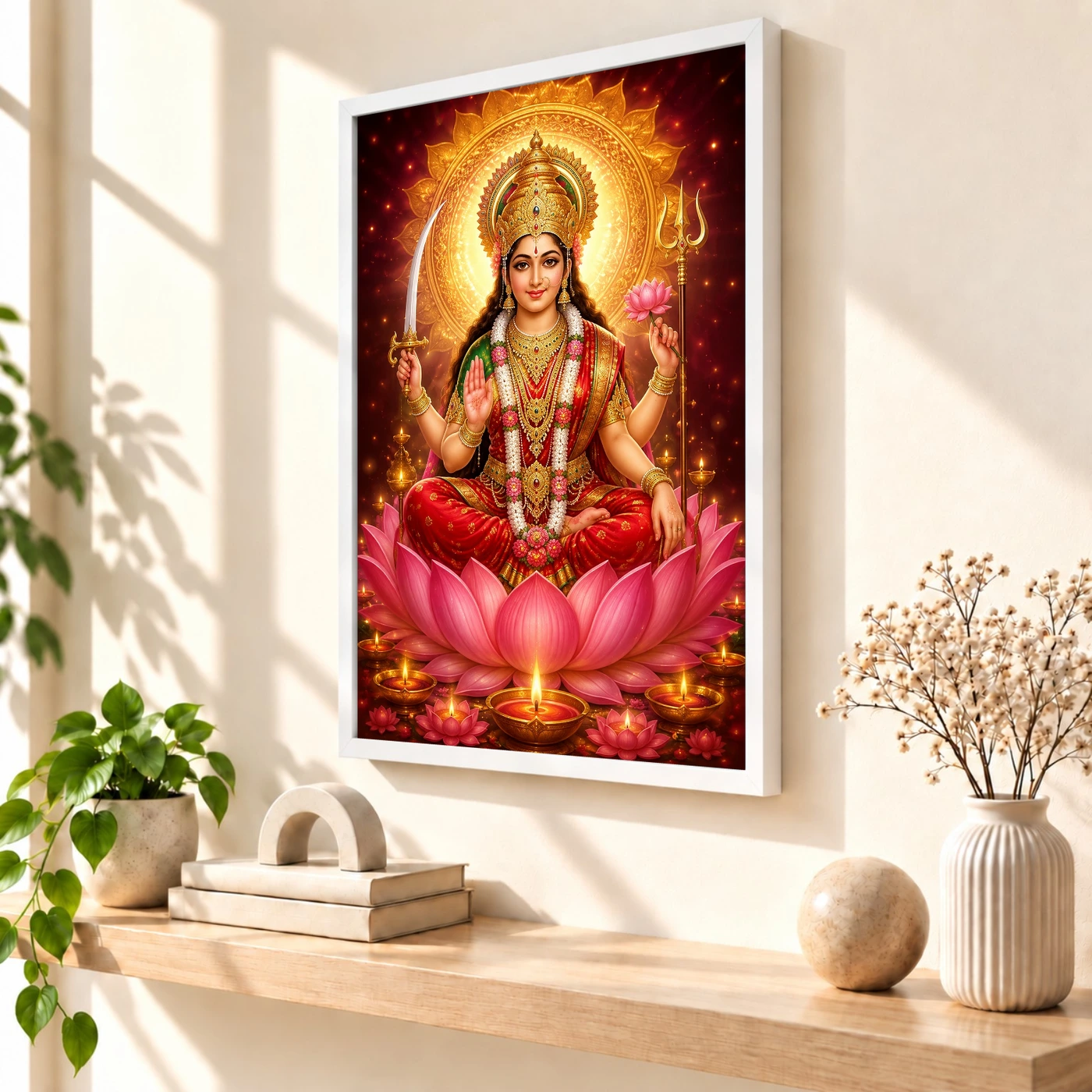 Vaishno Devi Lotus And Diya Radiance Photo Frame, view 7