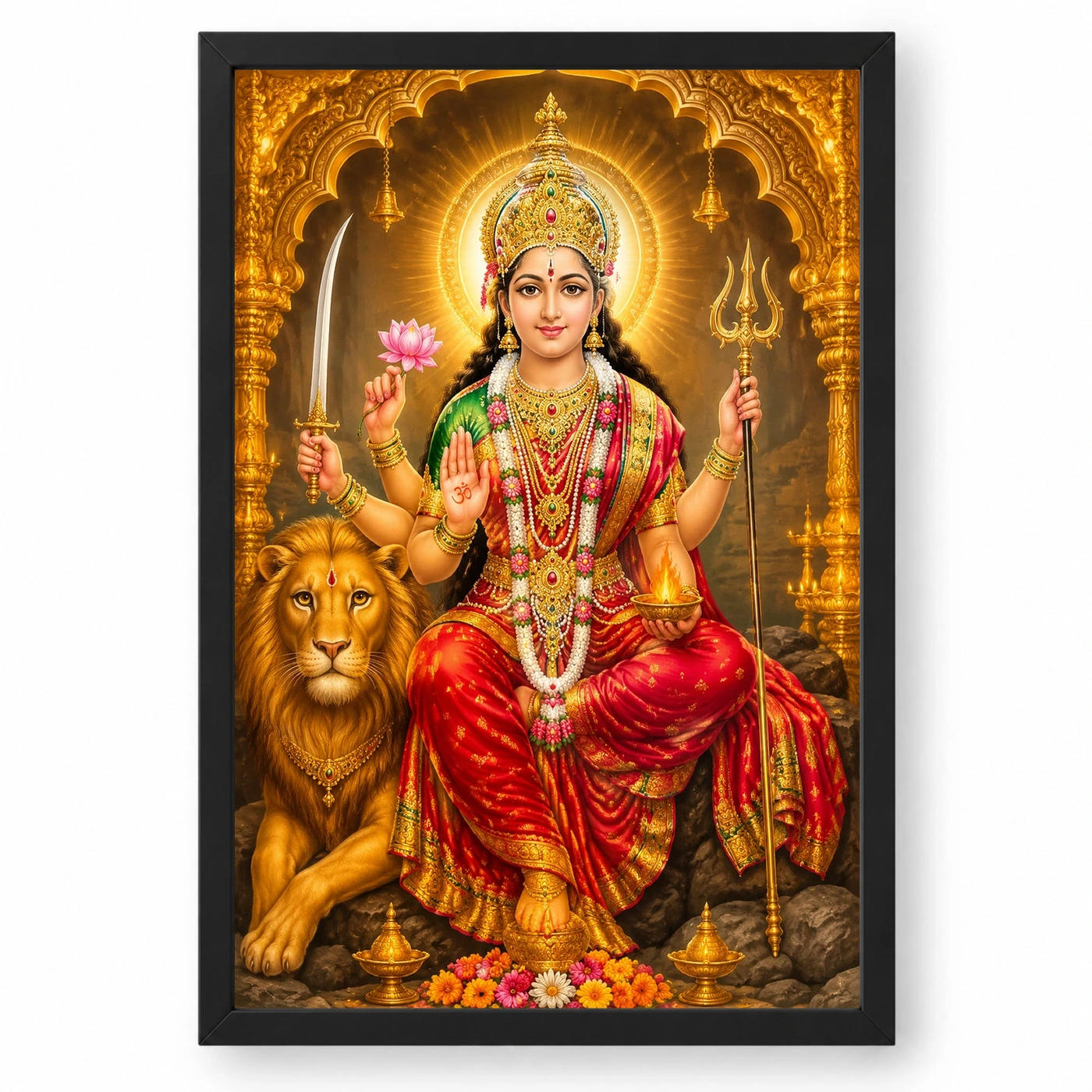 Vaishno Devi Ornate Golden Temple Darshan Photo Frame