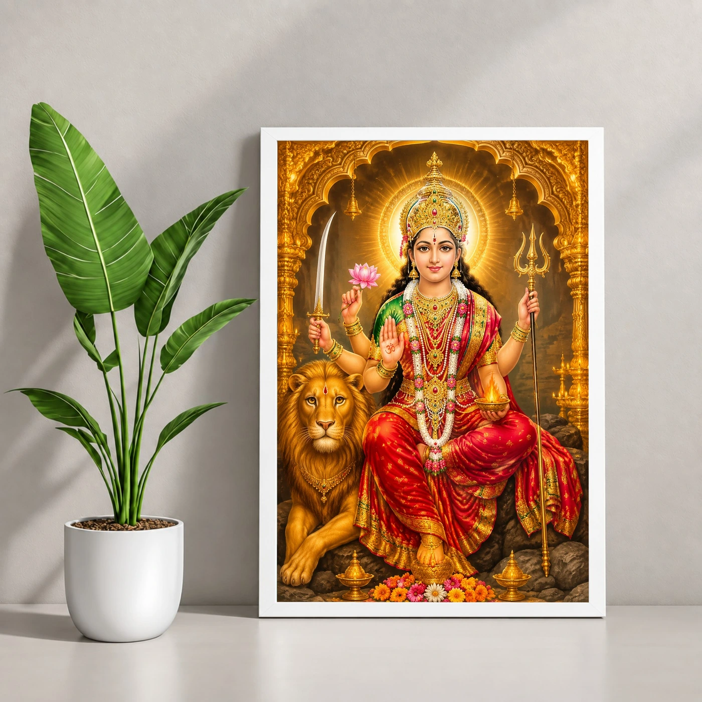 Vaishno Devi Ornate Golden Temple Darshan Photo Frame, view 4