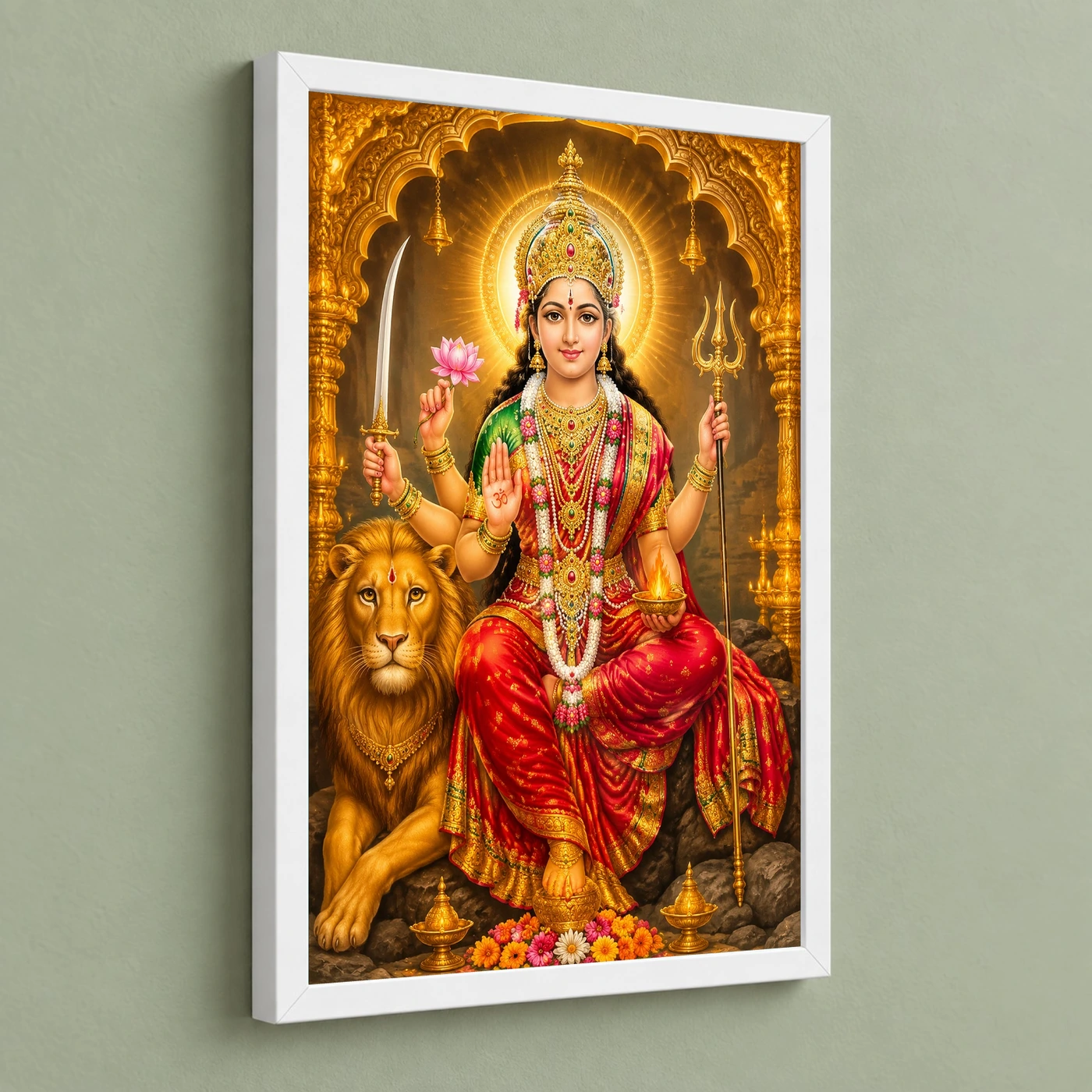 Vaishno Devi Ornate Golden Temple Darshan Photo Frame, view 5