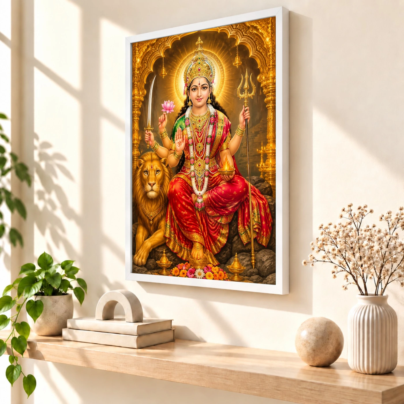 Vaishno Devi Ornate Golden Temple Darshan Photo Frame, view 7