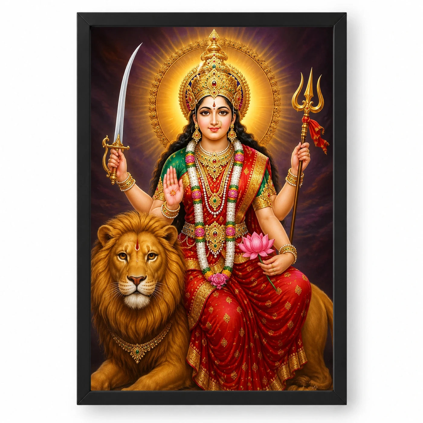 Vaishno Devi Peaceful Home Mandir Composition Photo Frame