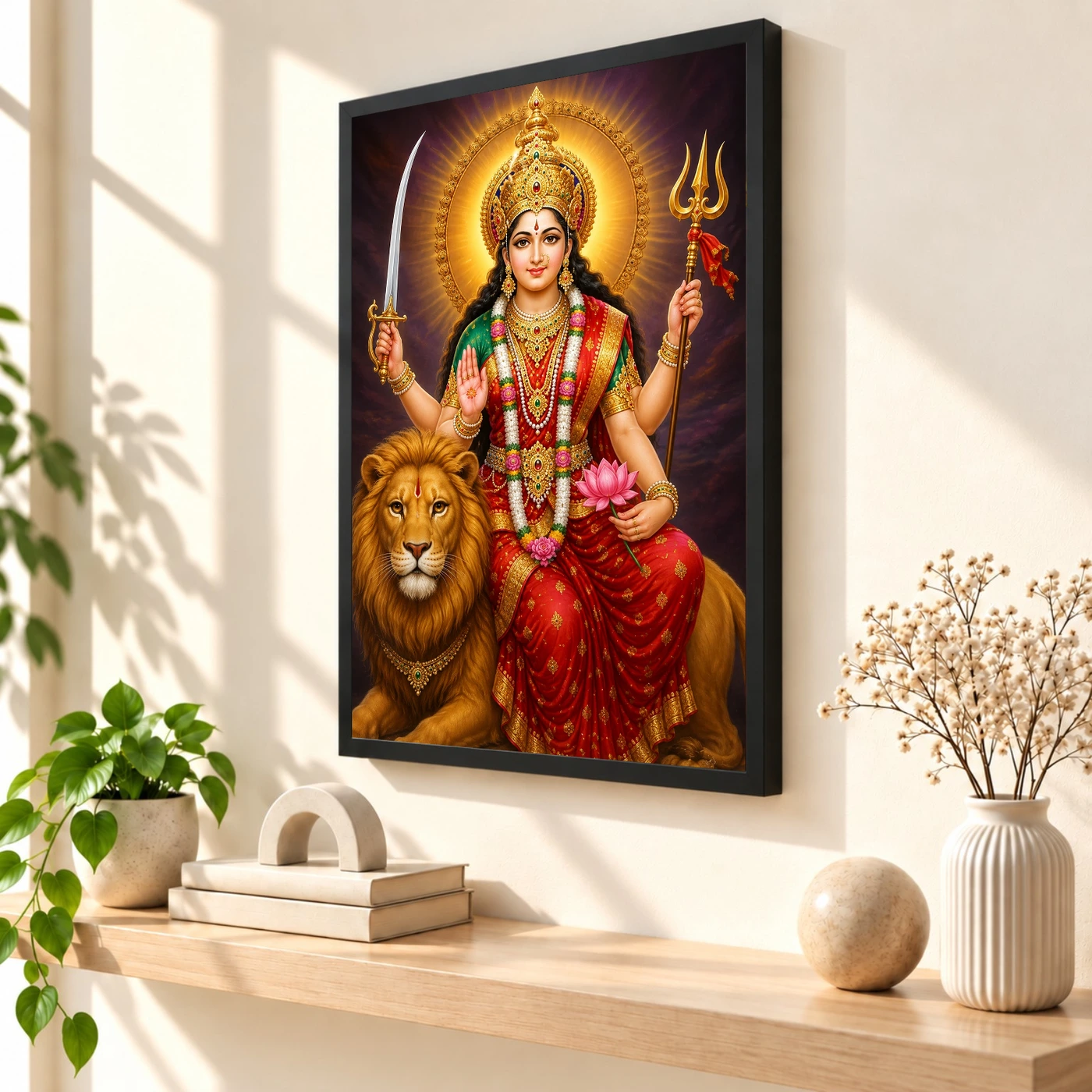 Vaishno Devi Peaceful Home Mandir Composition Photo Frame, view 2