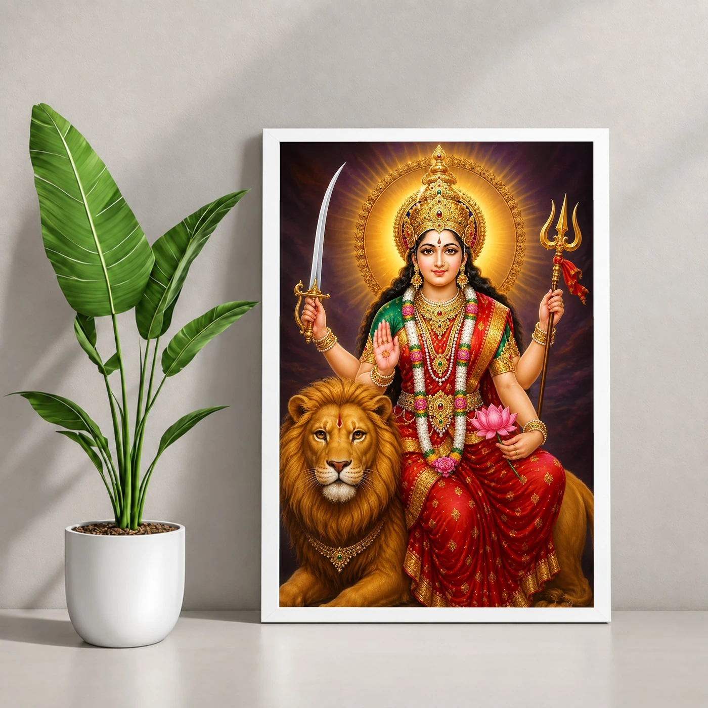 Vaishno Devi Peaceful Home Mandir Composition Photo Frame, view 4