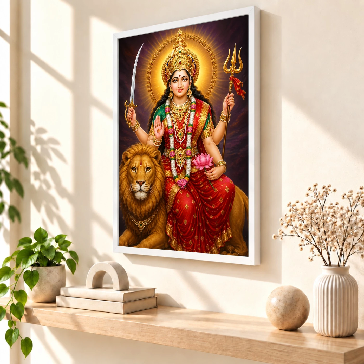 Vaishno Devi Peaceful Home Mandir Composition Photo Frame, view 7