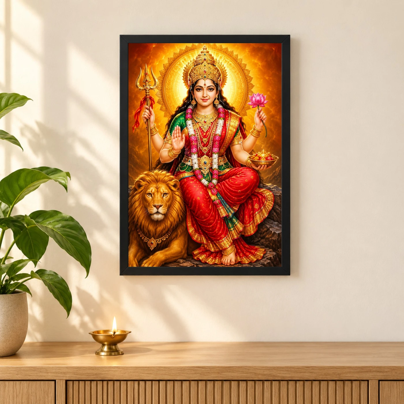 Vaishno Devi Royal Jewel-Toned Portrait Photo Frame, view 3